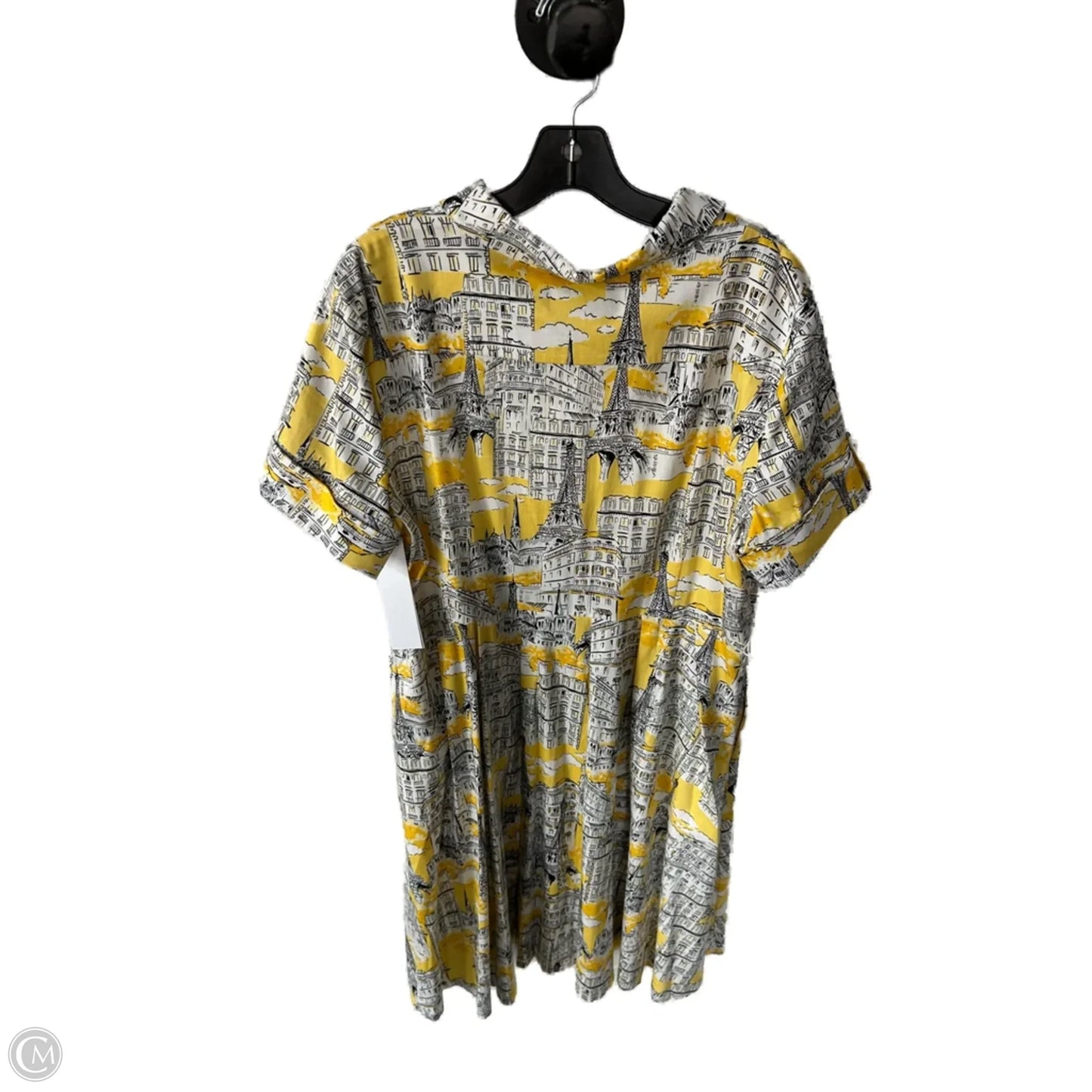 Dress Designer By Karl Lagerfeld In White & Yellow, Size: Xl