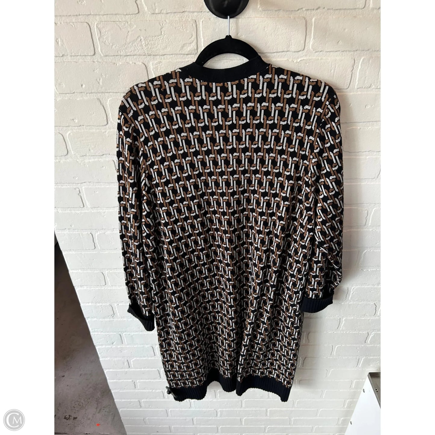 Sweater Cardigan By Chicos In Black & Brown, Size: Xl
