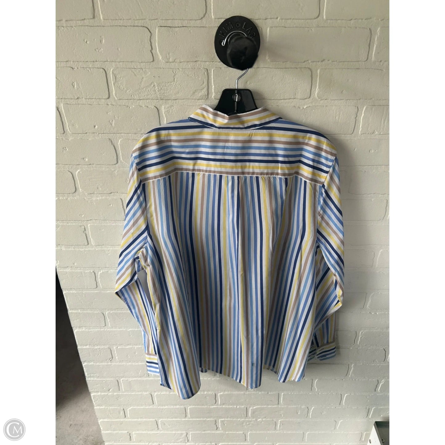 Top Long Sleeve By Talbots In Blue & White, Size: Xl