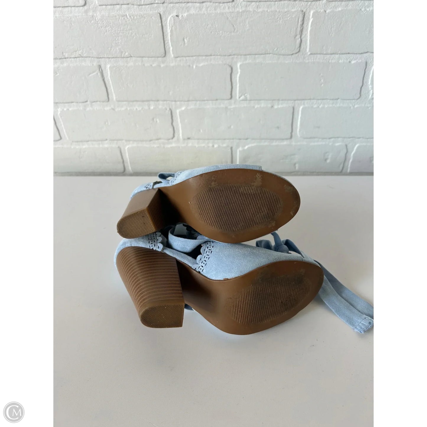 Sandals Heels Block By Just Fab In Blue, Size: 6