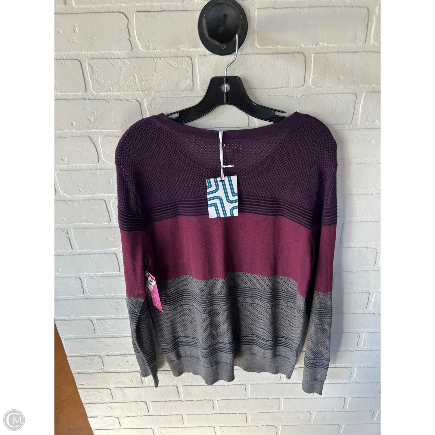 Sweater By Market & Spruce In Grey & Purple, Size: L