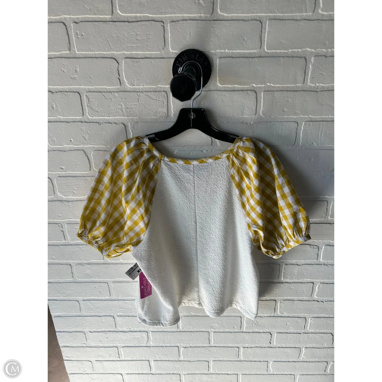 Top Short Sleeve By Sunday In Brooklyn In White & Yellow, Size: S