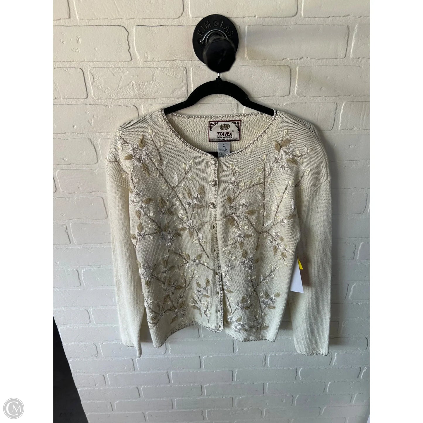 Sweater Cardigan By Tiara In Cream, Size: M