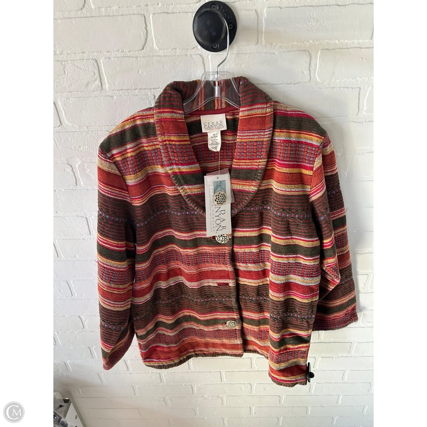 Jacket Shirt By Cmc In Brown & Orange, Size: M