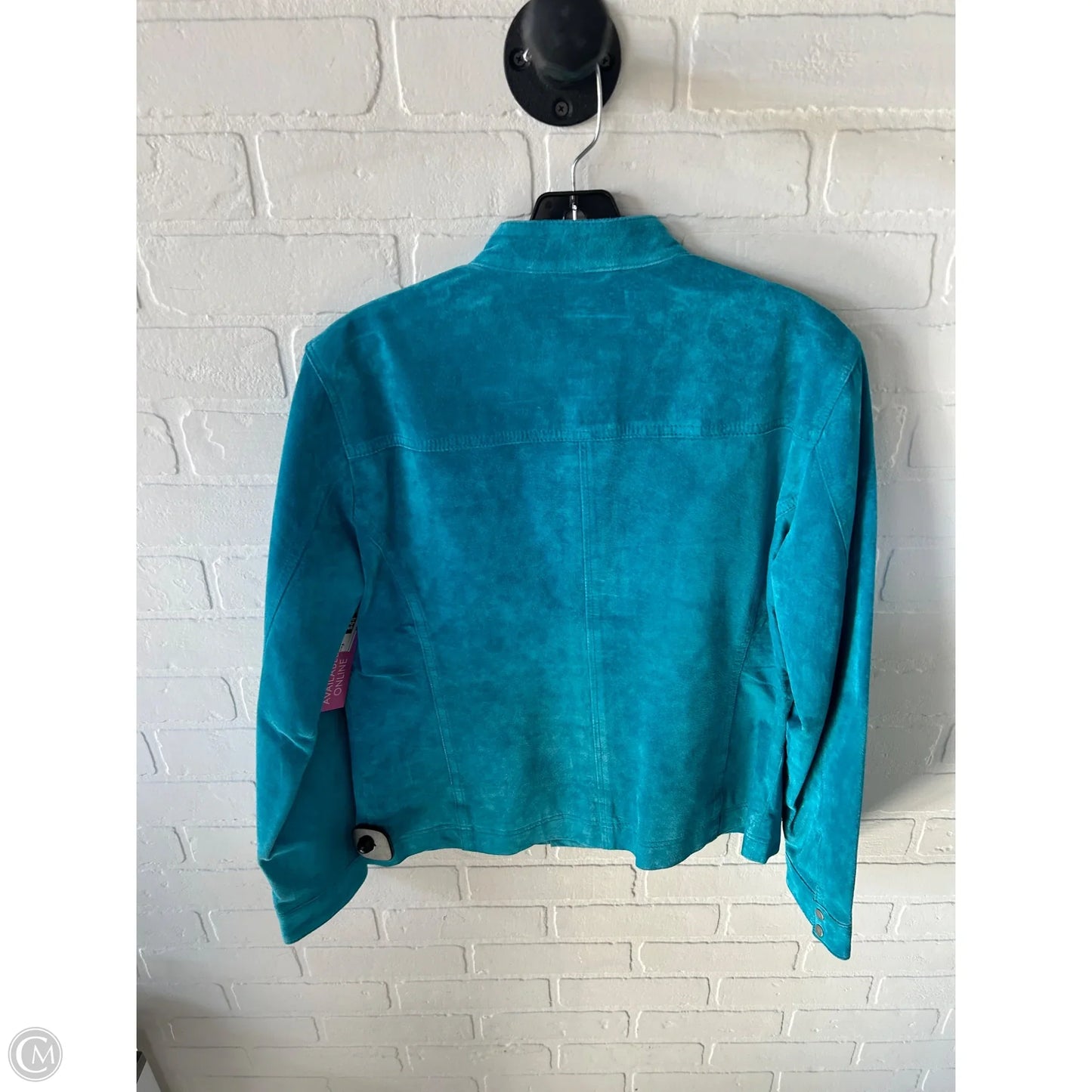 Jacket Leather By Chicos In Teal, Size: M