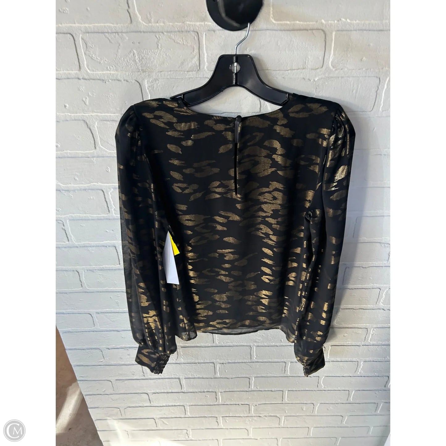 Top Long Sleeve By Evereve In Black & Gold, Size: Xs