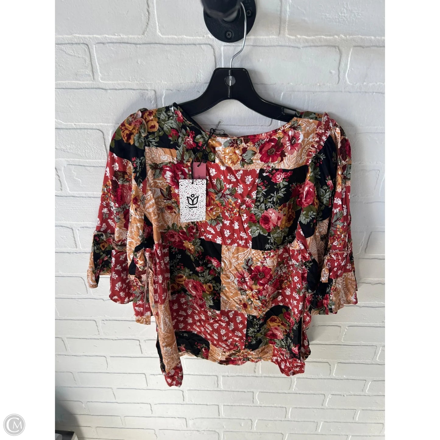 Top Short Sleeve By Andree By Unit In Orange & Red, Size: S