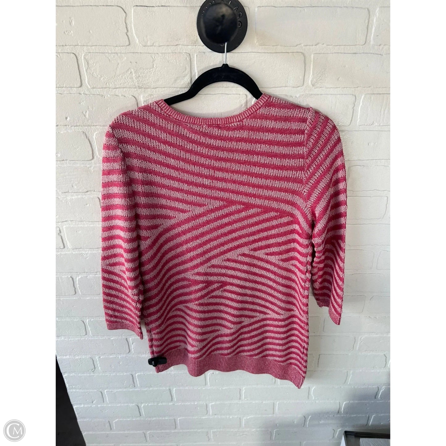 Sweater By Chicos In Pink & White, Size: S