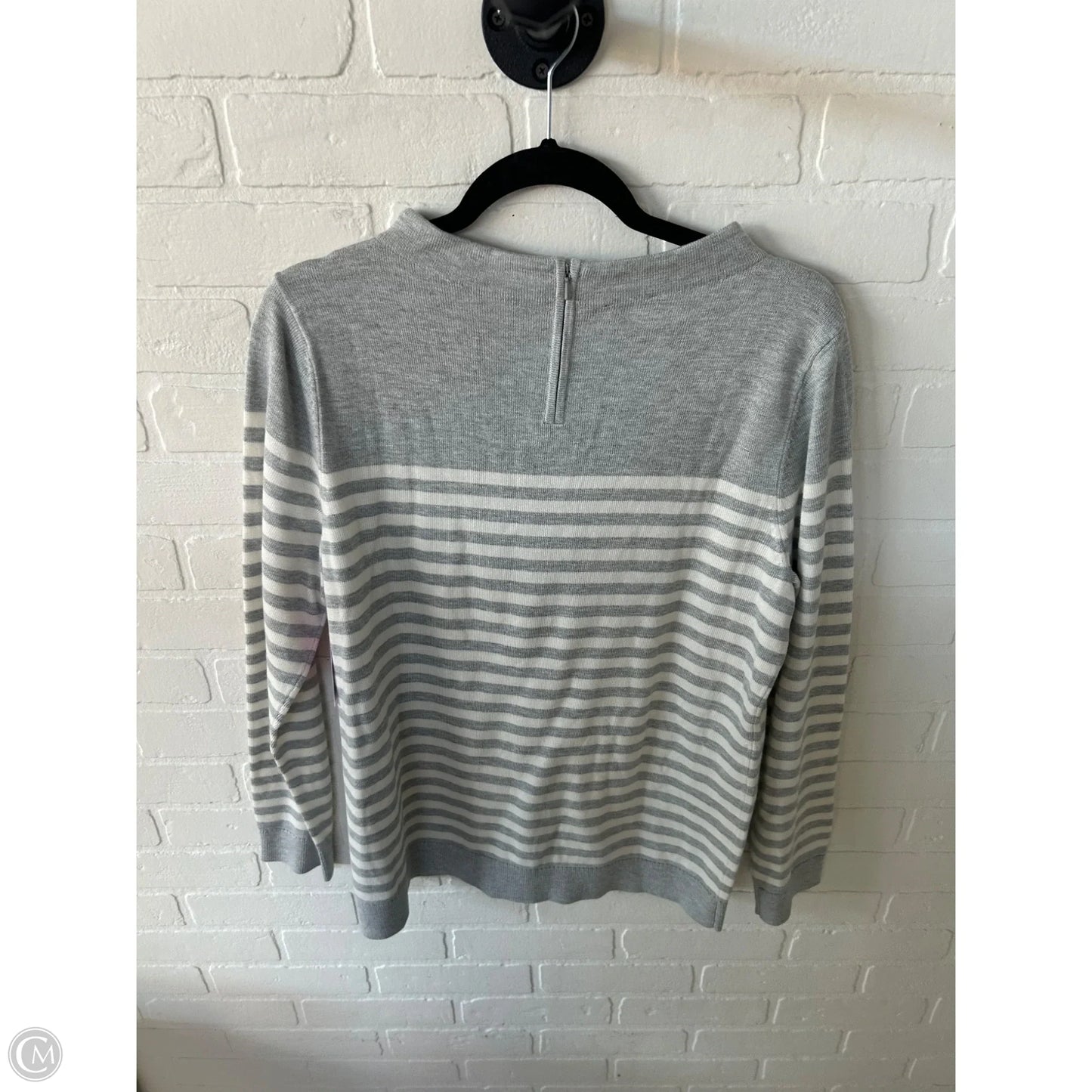 Sweater By Talbots In Grey & White, Size: L