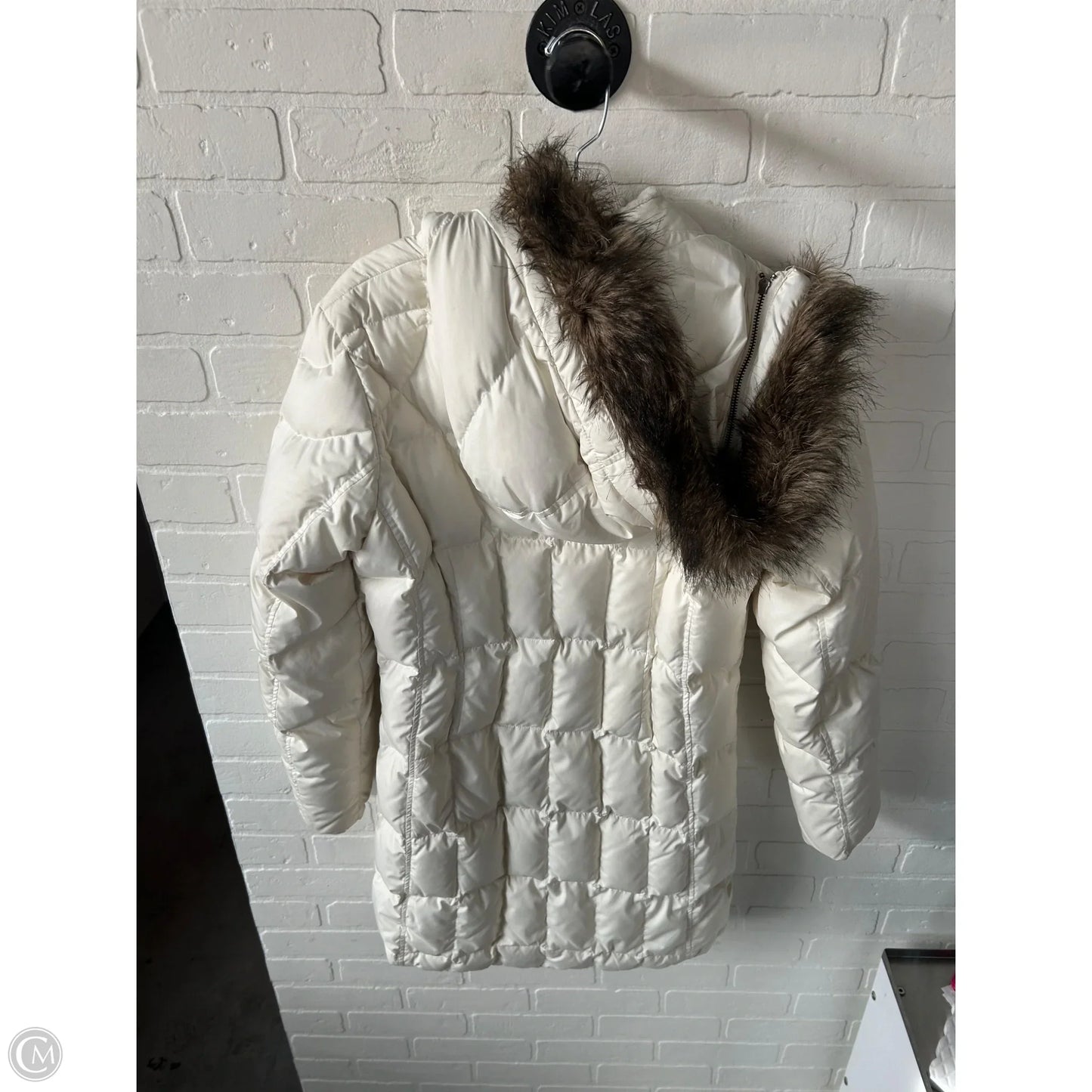 Coat Puffer & Quilted By Eddie Bauer In Ivory, Size: S