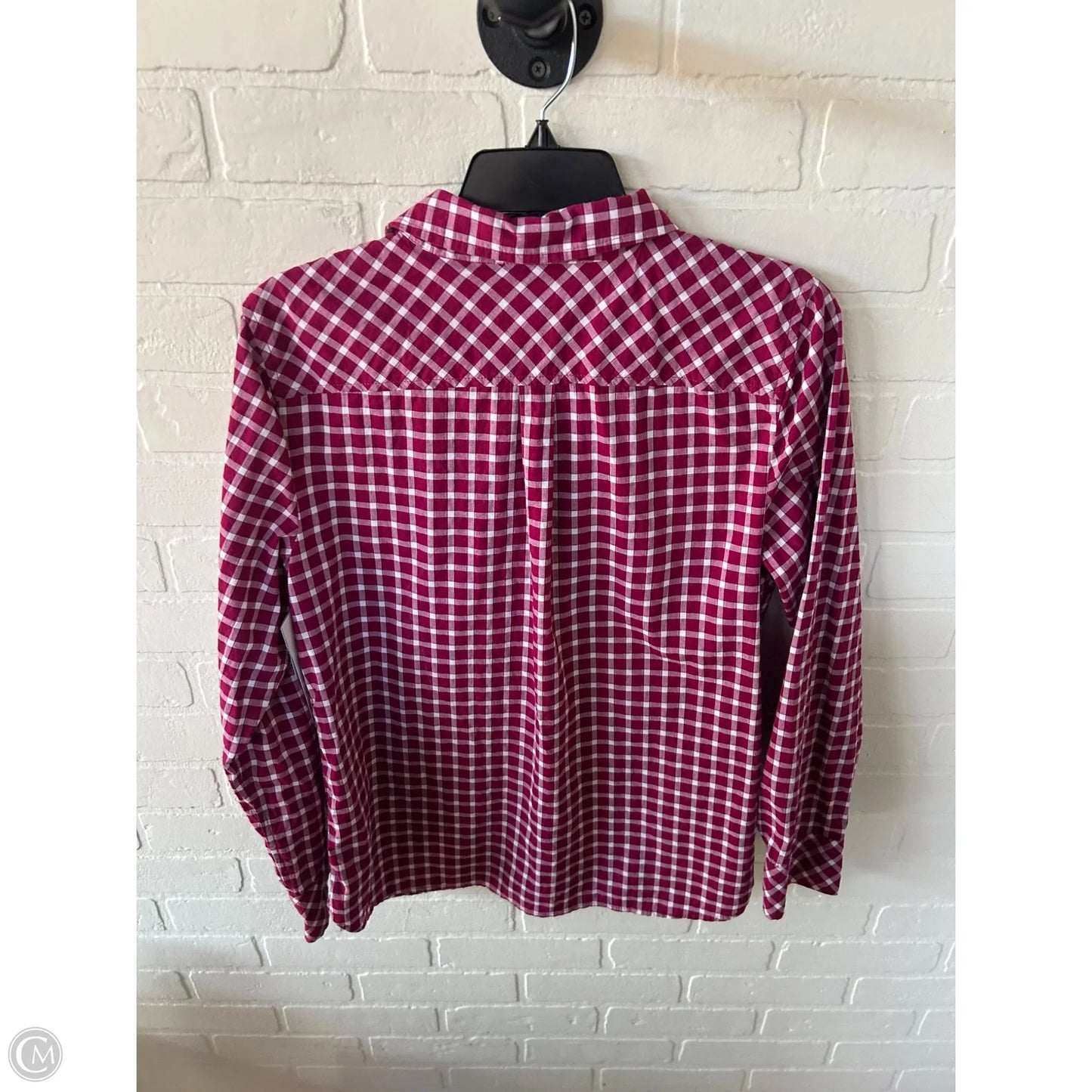 Top Long Sleeve By Talbots In Pink & White, Size: M