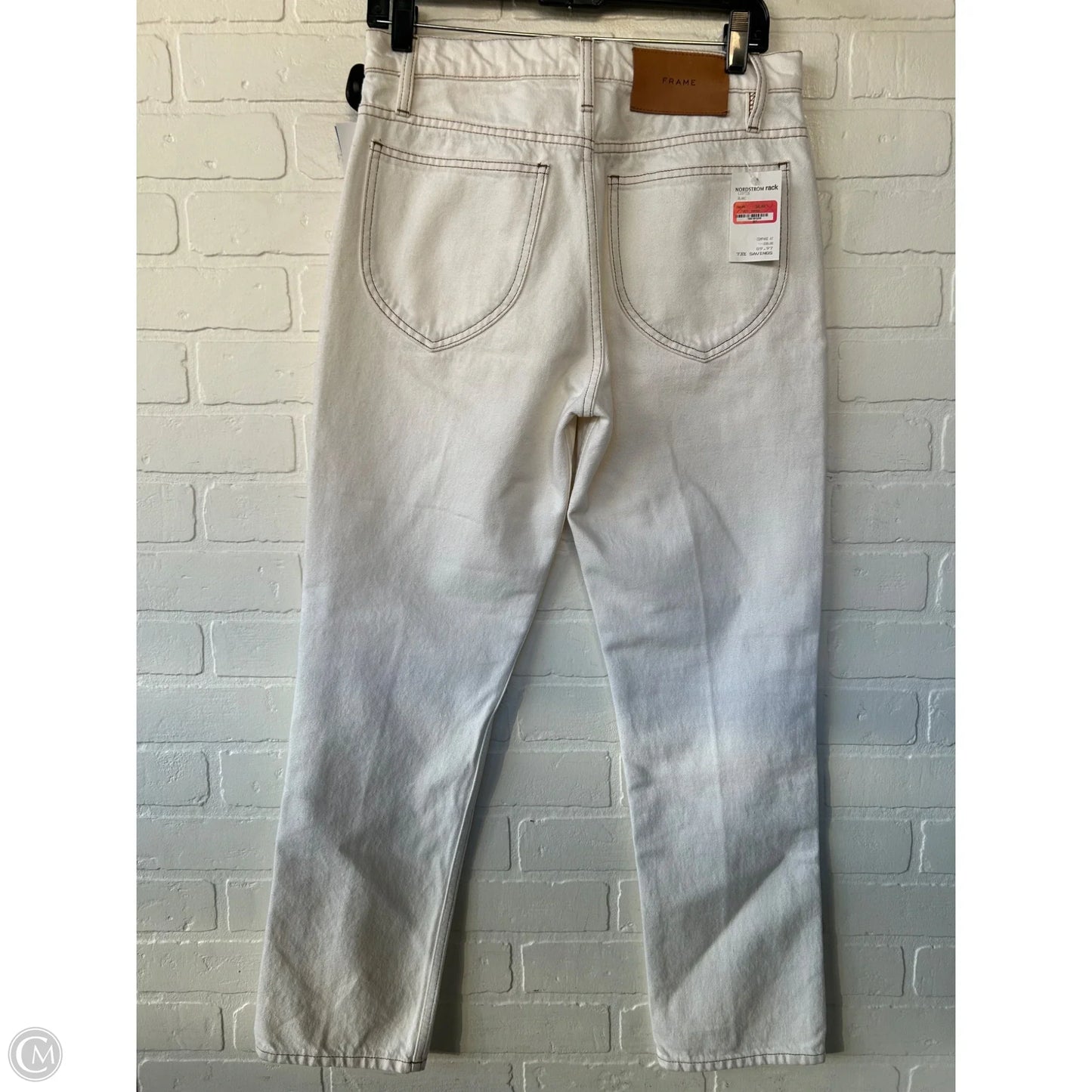 Jeans Straight By Frame In Cream Denim, Size: 4