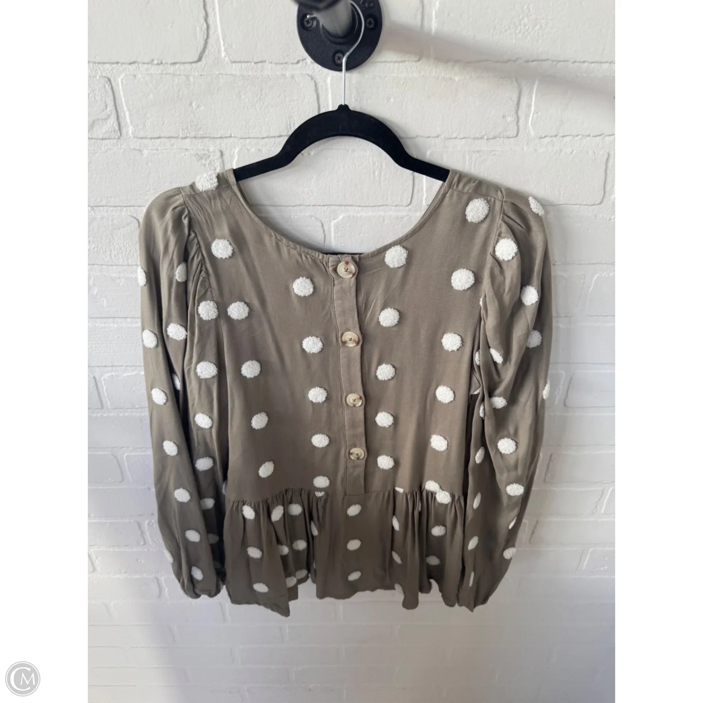 Top Long Sleeve By Blu Pepper In Green & White, Size: S