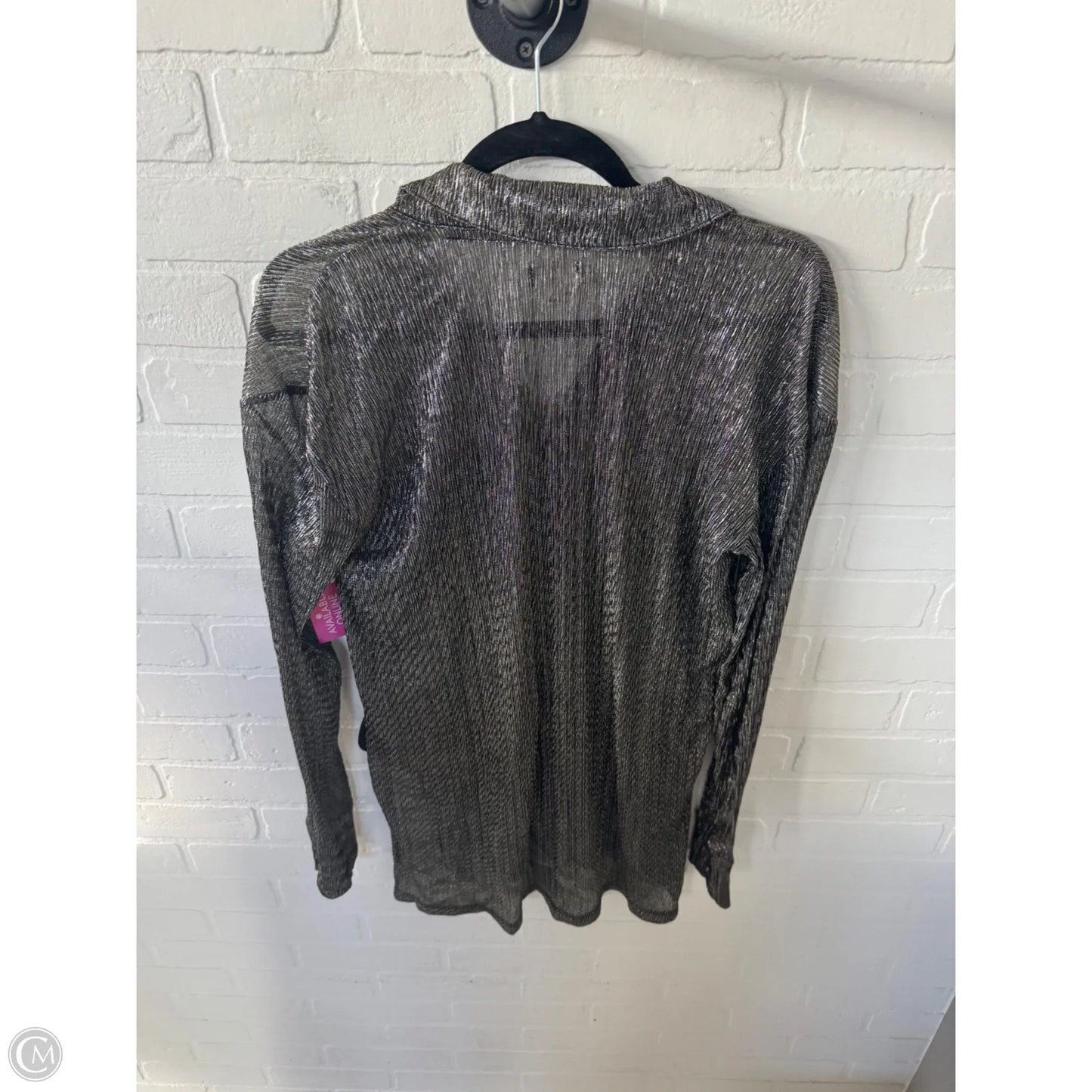 Blouse Long Sleeve By Pilcro In Silver, Size: S