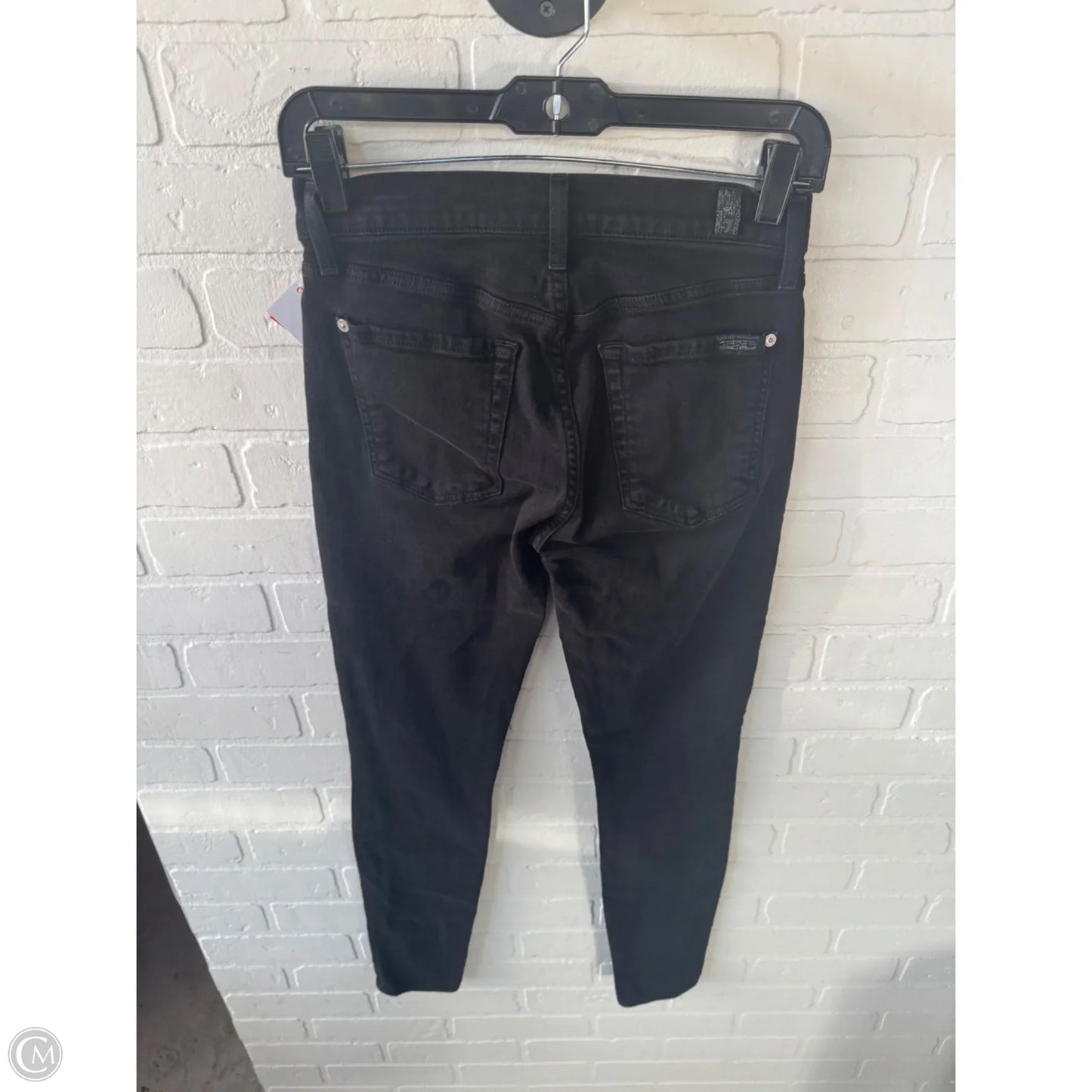 Jeans Skinny By 7 For All Mankind In Black Denim, Size: 2