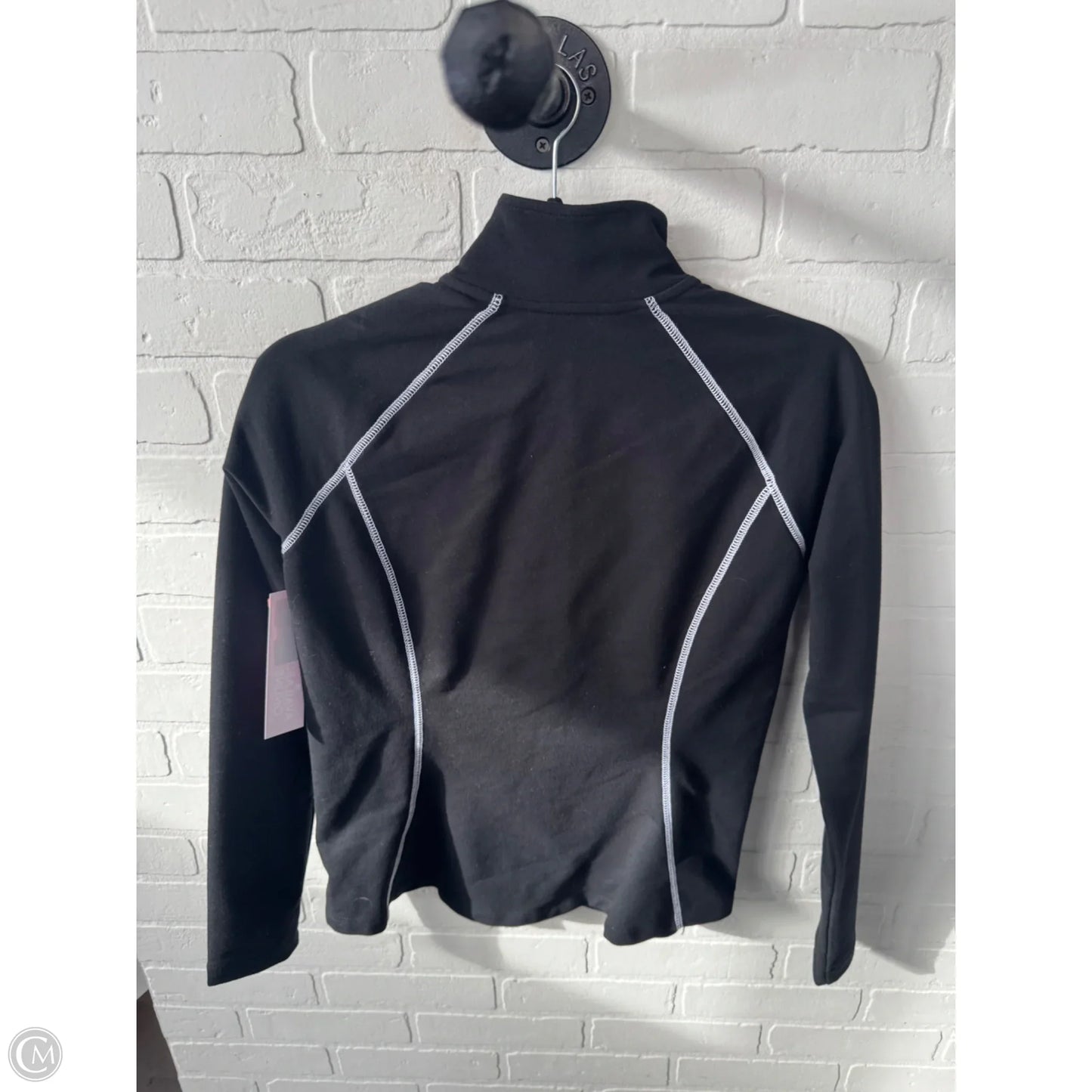 Athletic Top Long Sleeve Collar By Lauren By Ralph Lauren In Black & White, Size: S