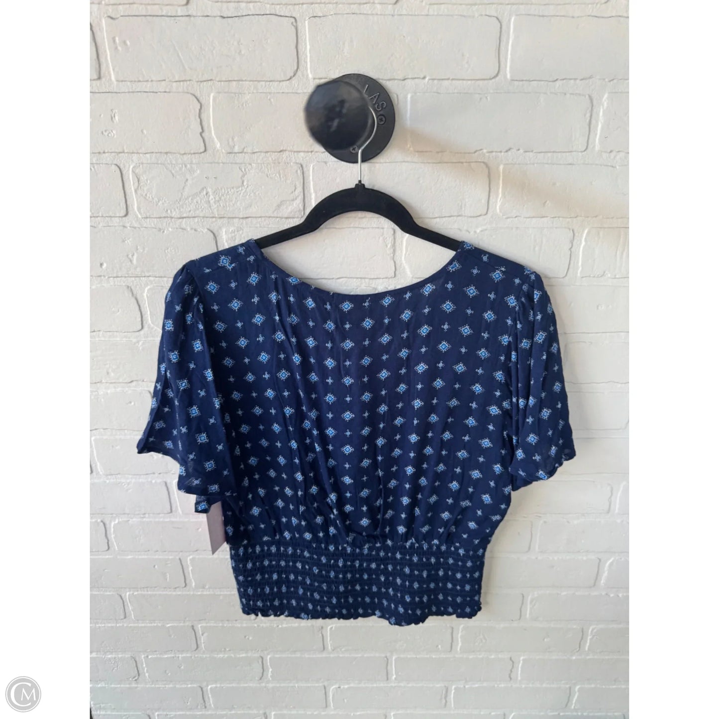 Top Short Sleeve By Mason & Belle In Blue & White, Size: L