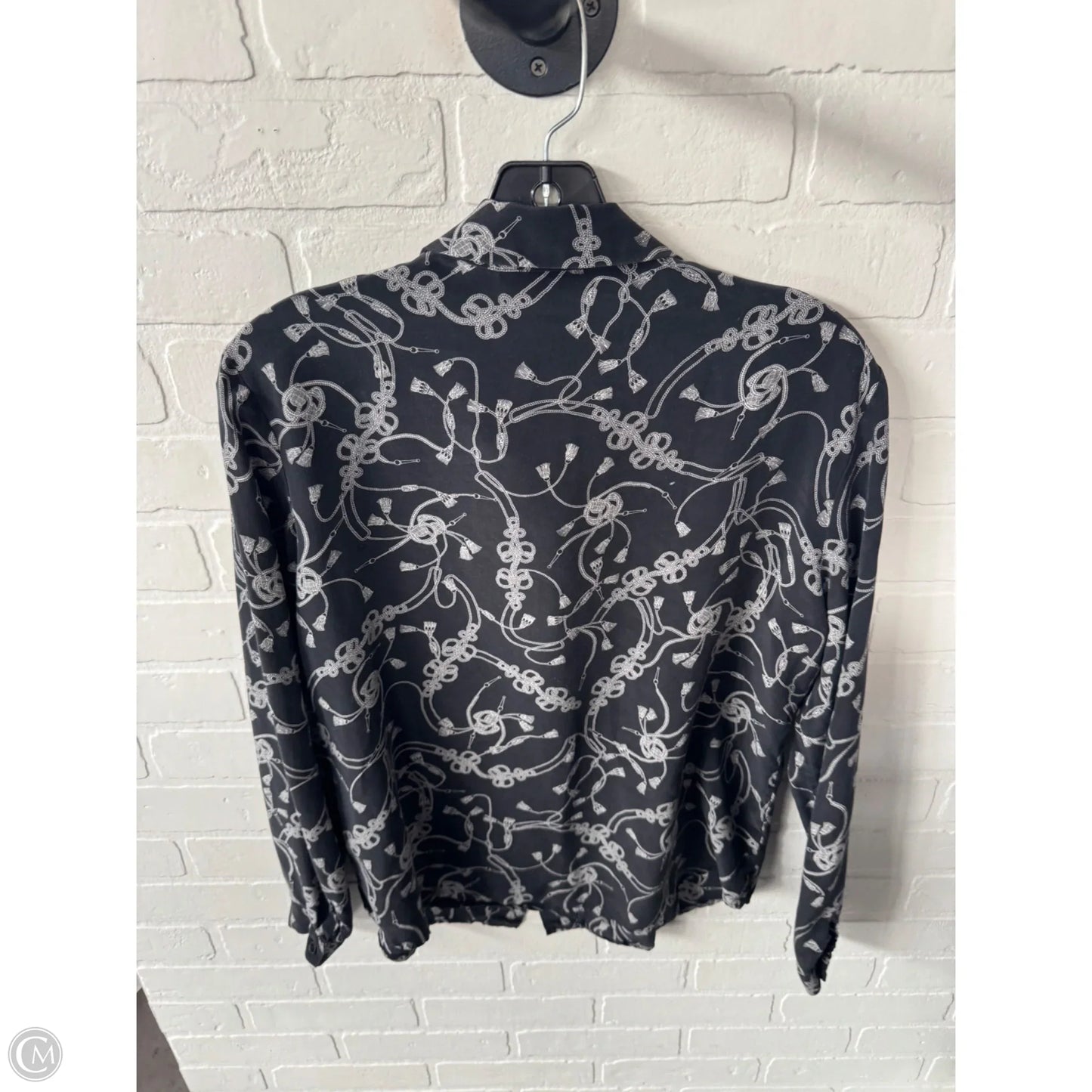 Blouse Long Sleeve By Jones New York In Black & White, Size: M