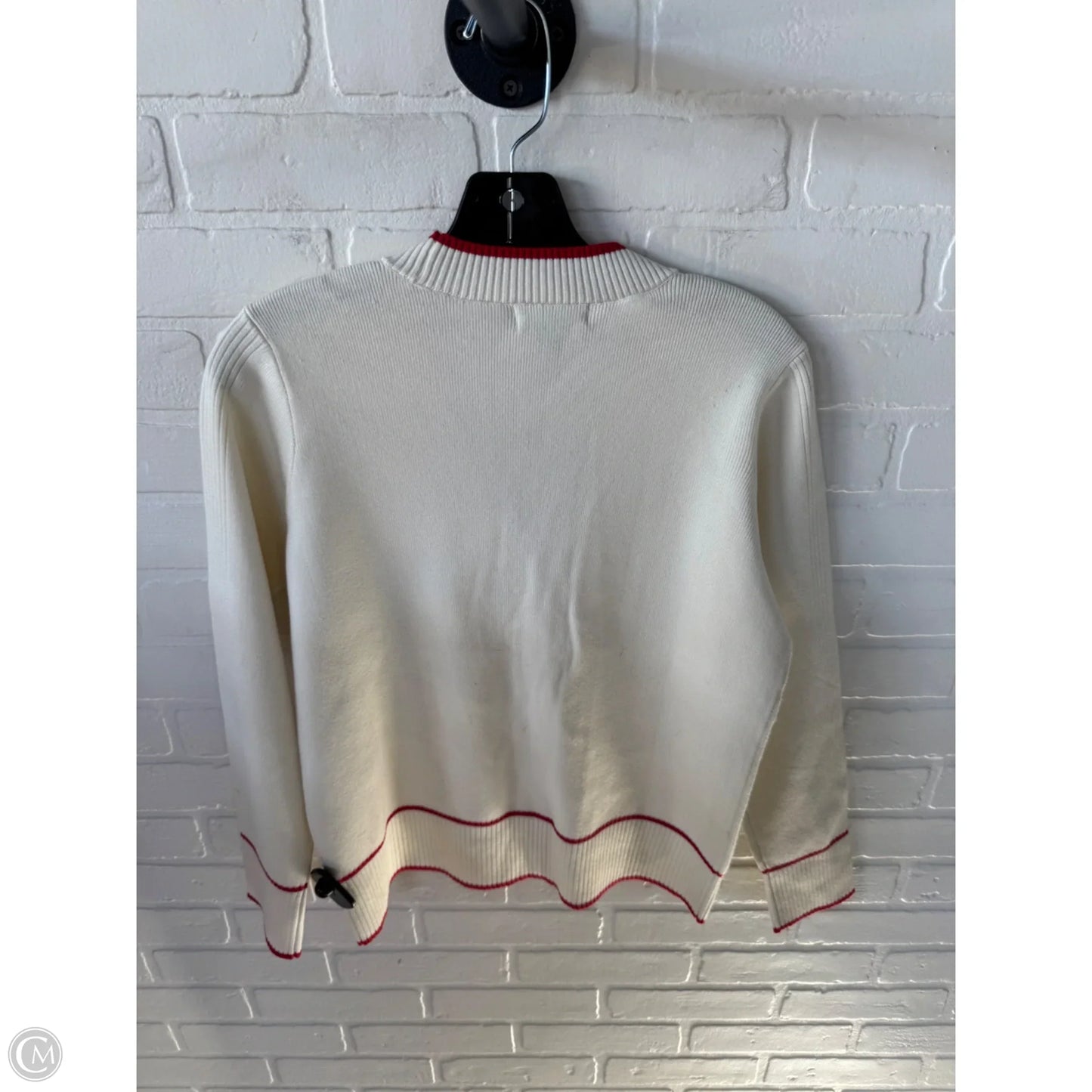 Sweater Cardigan By Cmc In Cream & Red, Size: S