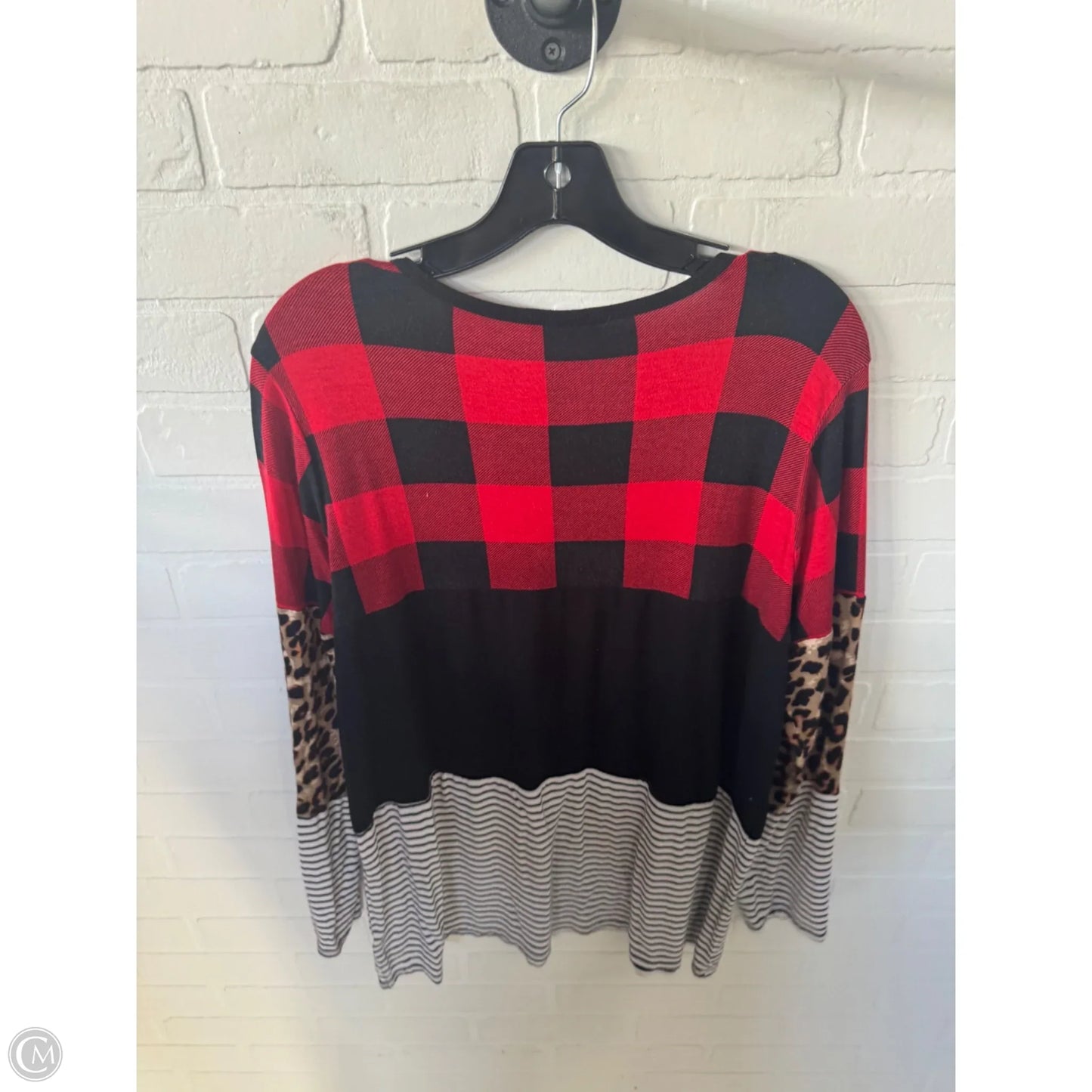 Top Long Sleeve Basic By Zenana In Black & Red, Size: Xl