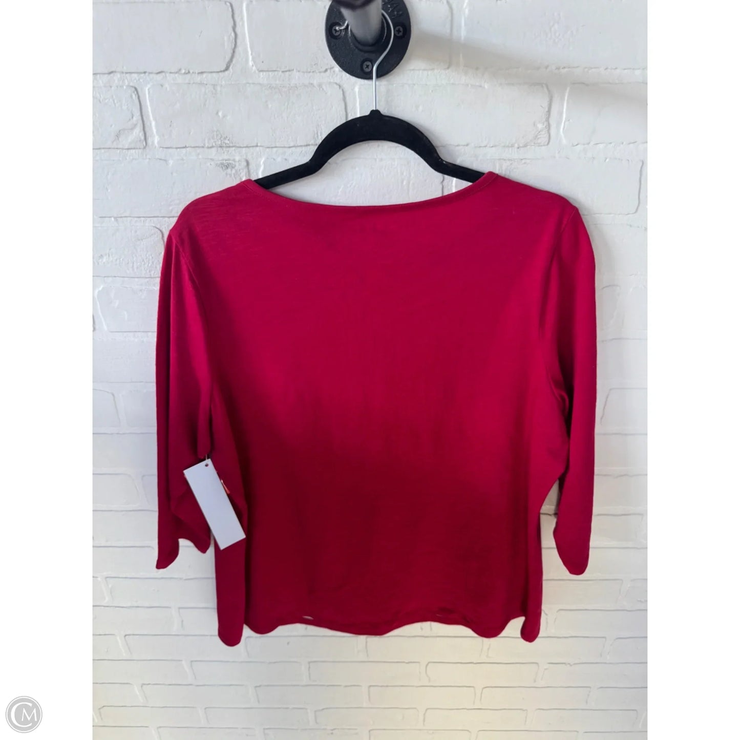 Top 3/4 Sleeve By Coldwater Creek In Red & White, Size: 1x