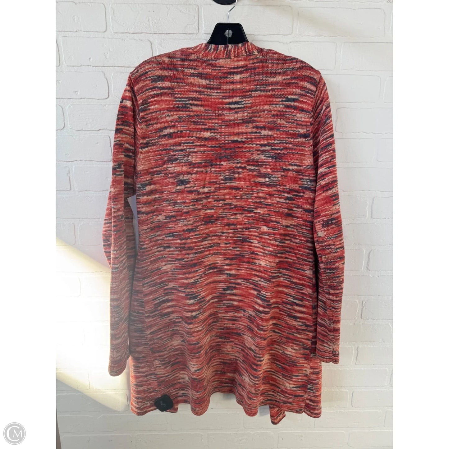 Sweater Cardigan By Nine West In Orange & Tan, Size: M