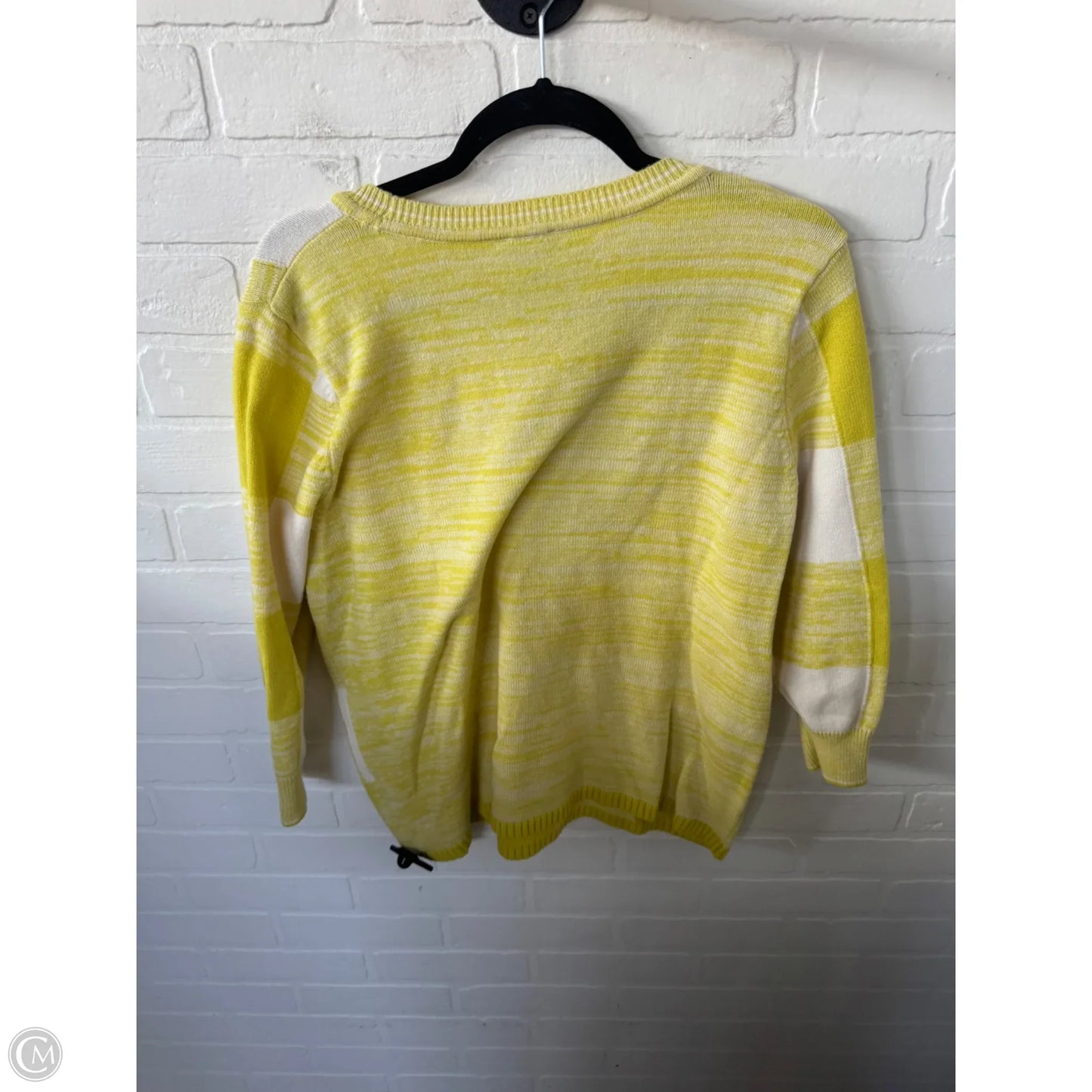 Sweater By Cabi In White & Yellow, Size: S