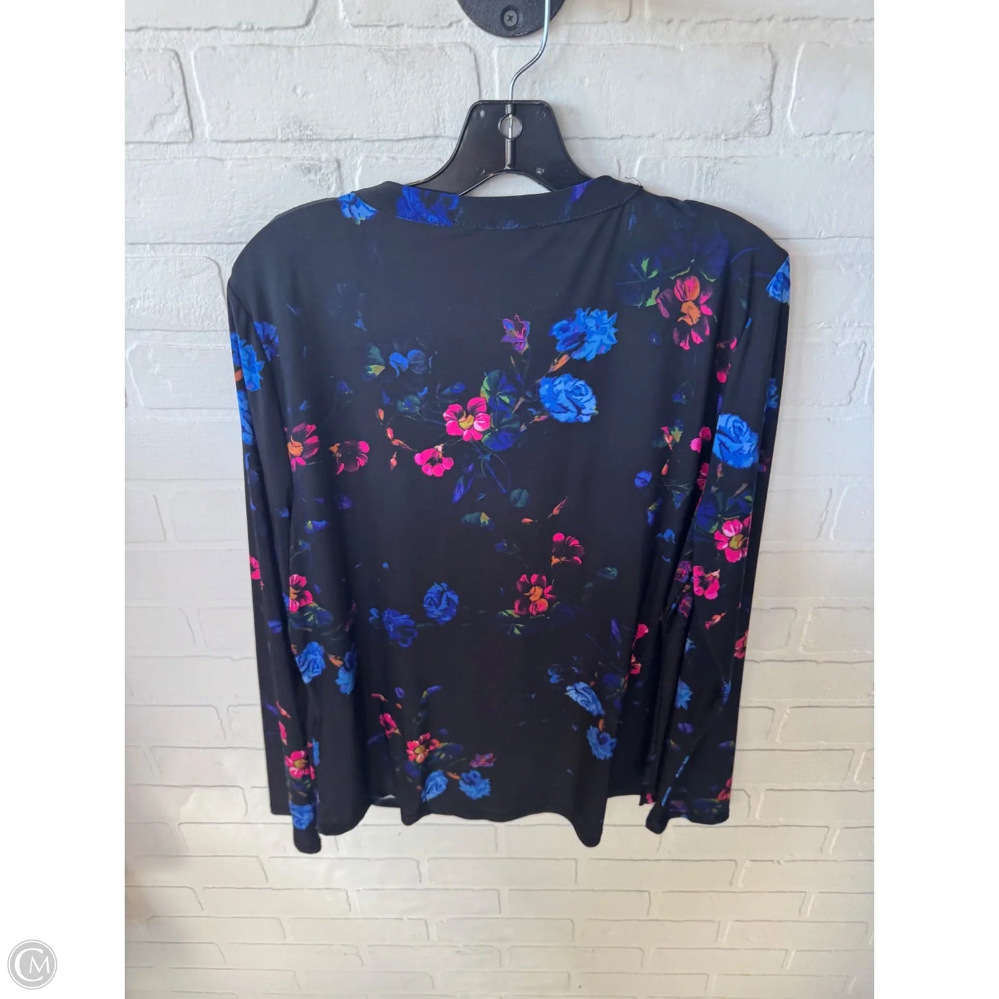 Blouse Long Sleeve By Clothes Mentor In Black & Blue, Size: L