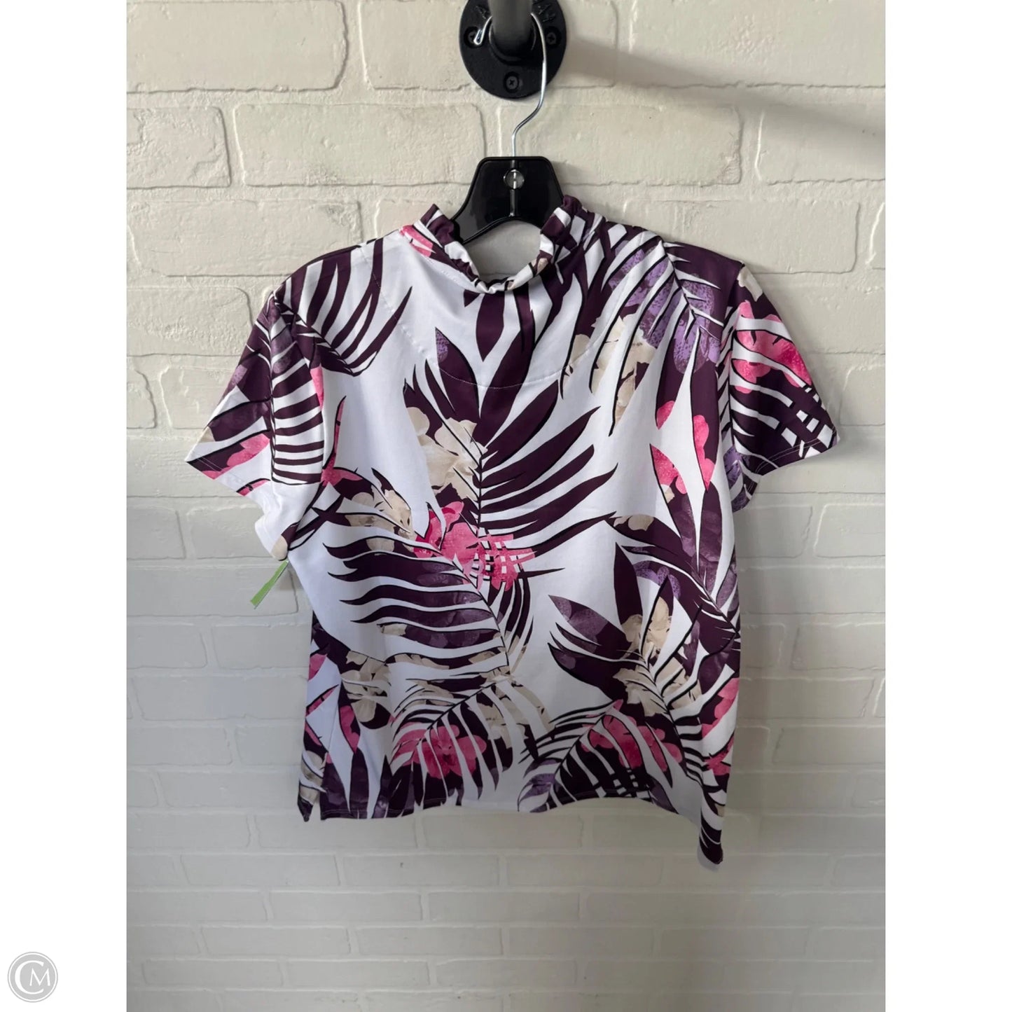Athletic Top Short Sleeve By Chicos In Purple & White, Size: M