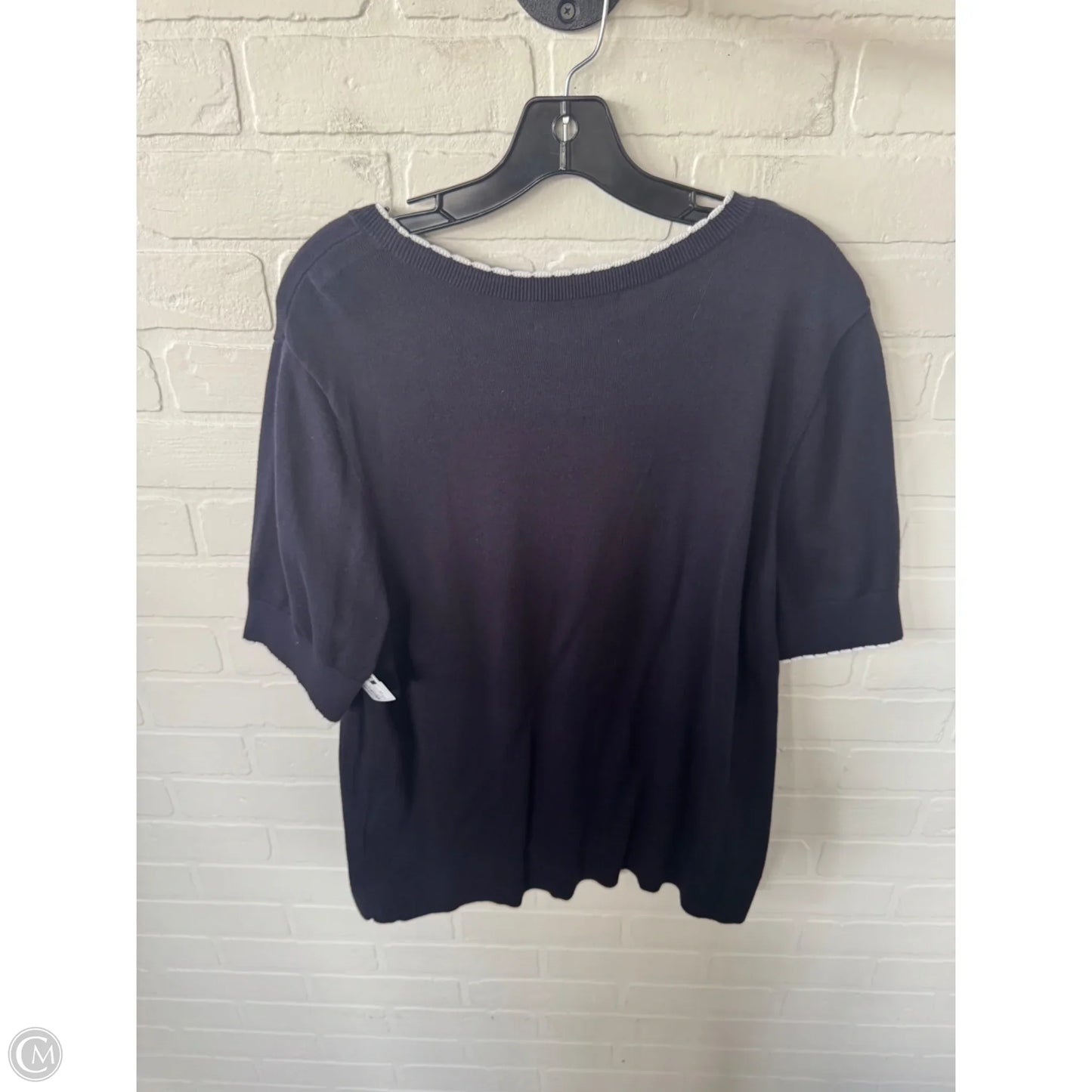 Sweater Short Sleeve By Lands End In Blue & White, Size: 1x