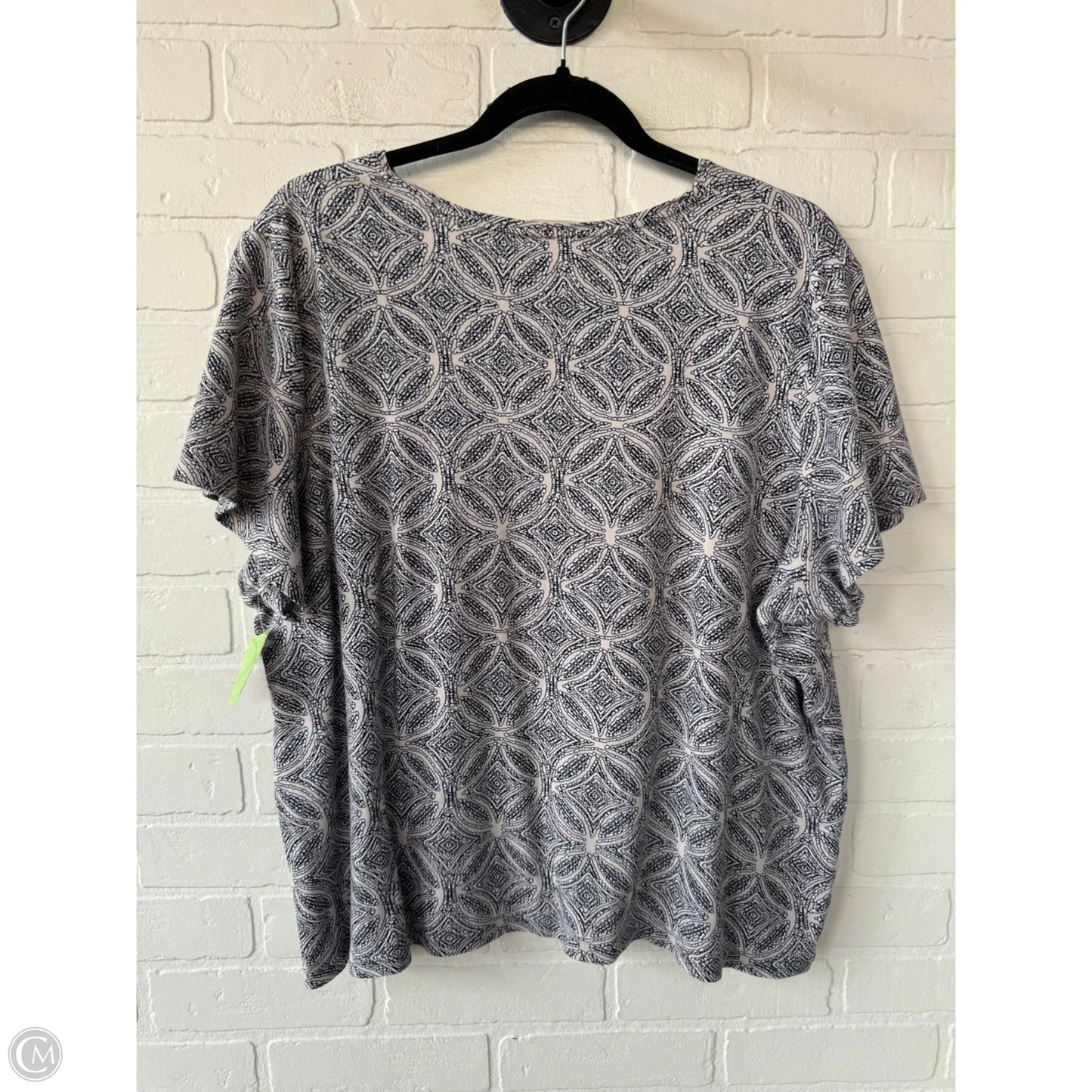 Top Short Sleeve By Croft And Barrow In Blue & Tan, Size: 2x