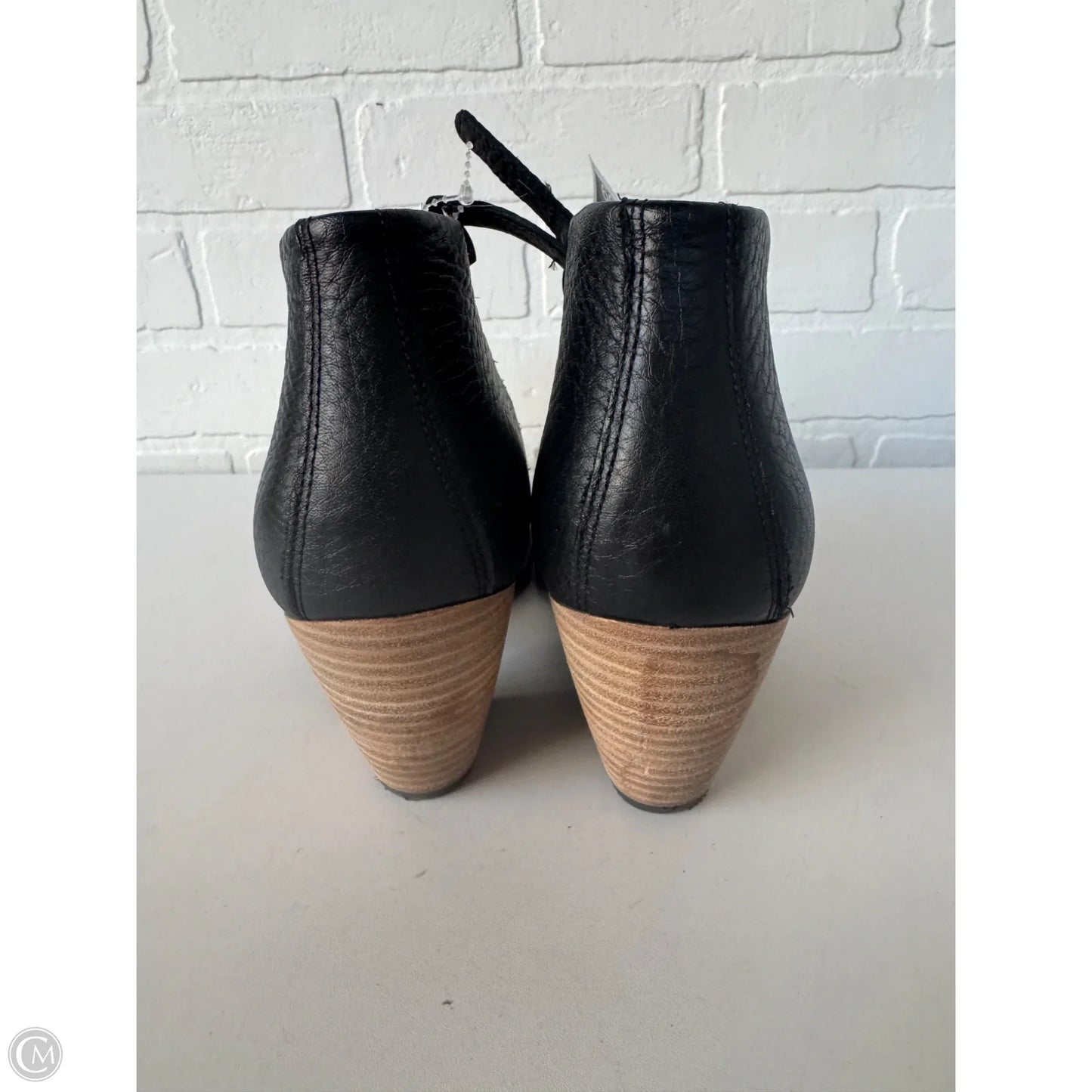 Boots Ankle Heels By Ecco In Black & Brown, Size: 11.5