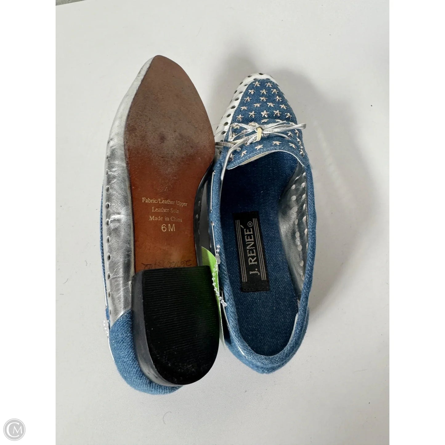 Shoes Flats By J Renee In Blue & Silver, Size: 6