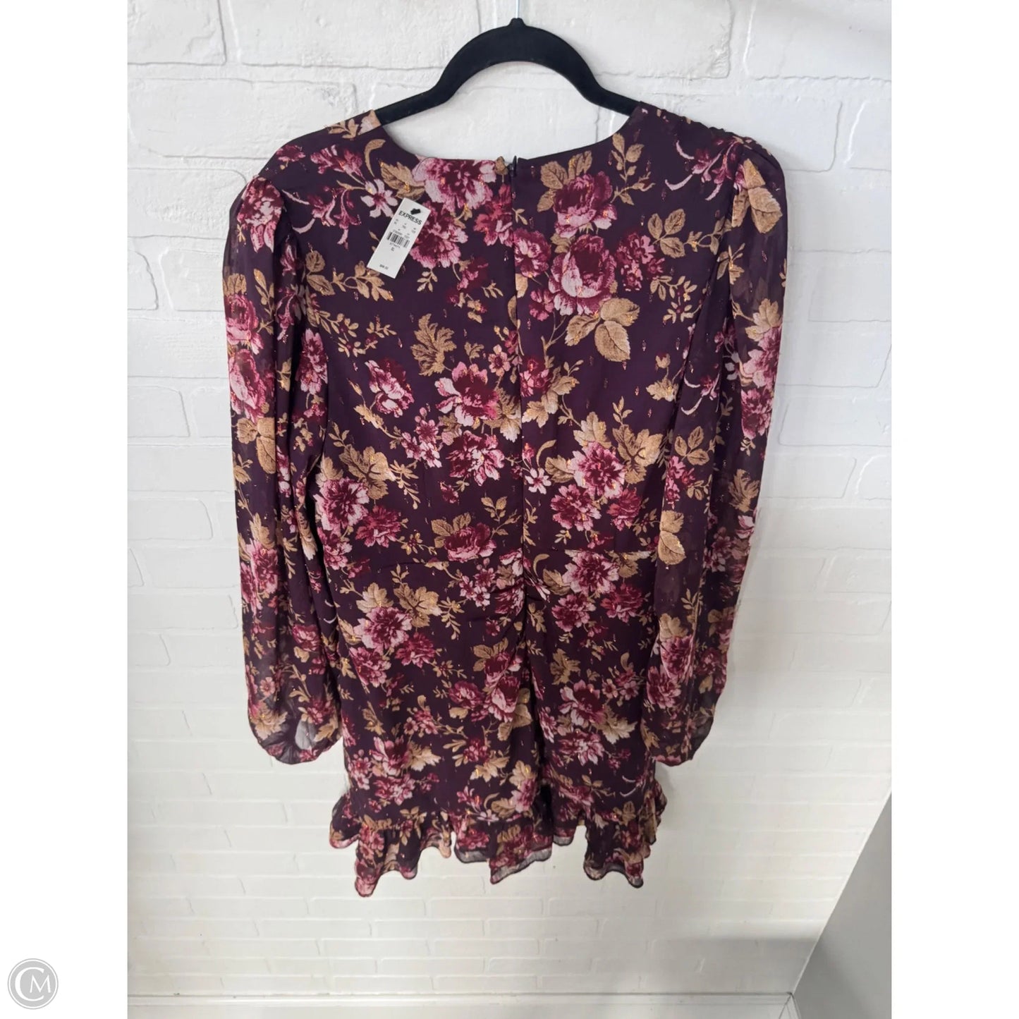 Dress Work By Express In Purple & Tan, Size: Xl