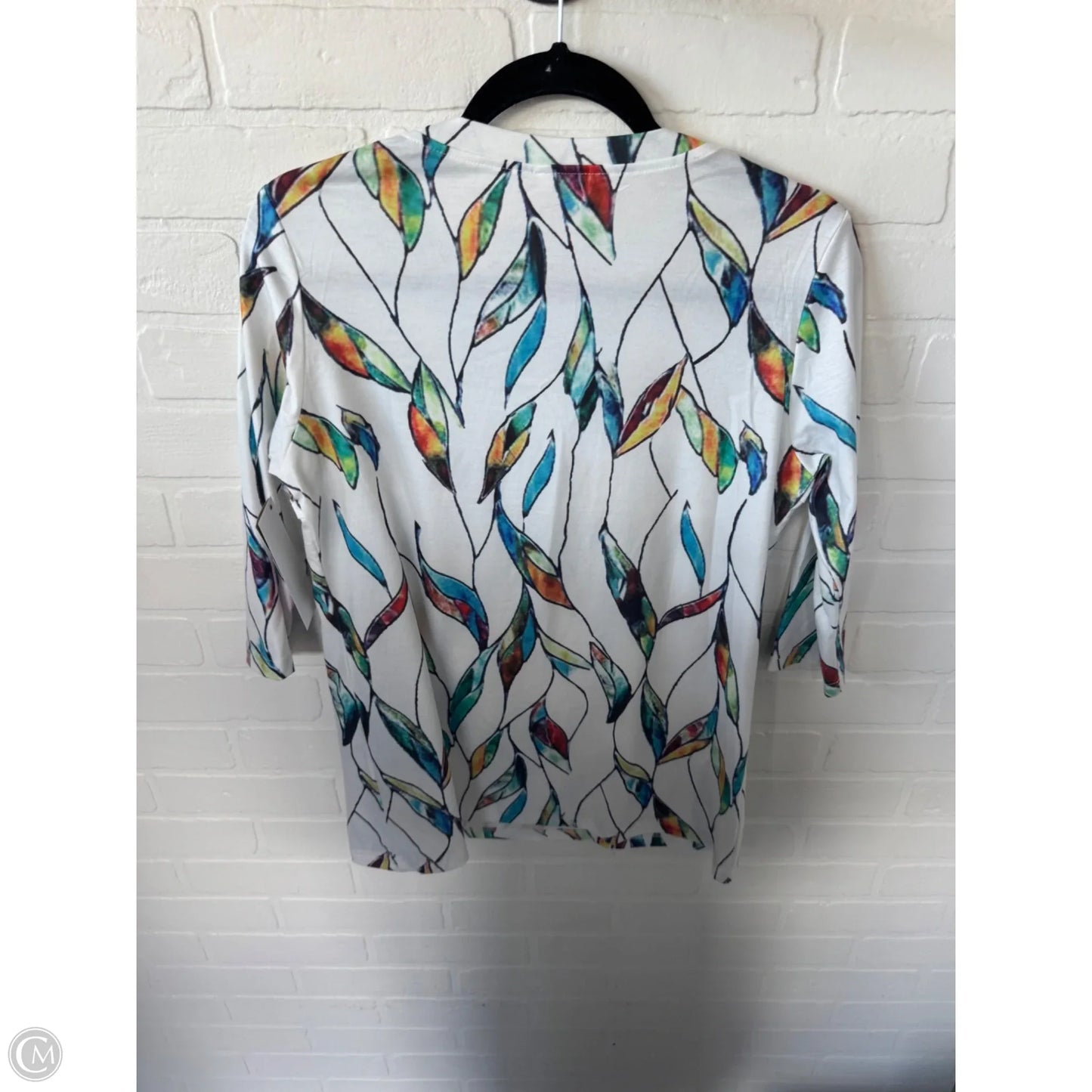 Top 3/4 Sleeve By Cme In Green & White, Size: S