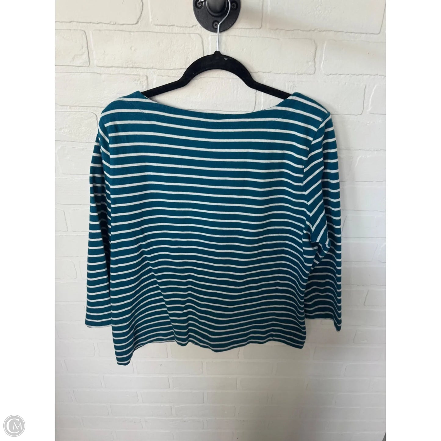 Top 3/4 Sleeve By Loft In Blue & White, Size: Xl