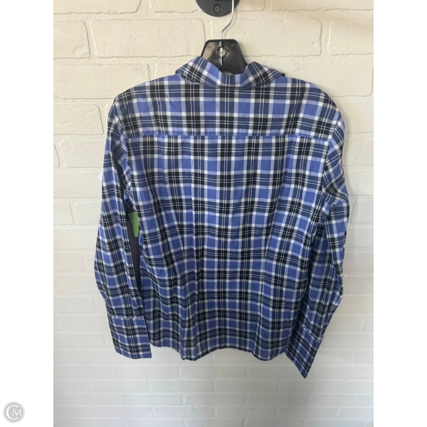 Top Long Sleeve By Banana Republic In Blue & White, Size: M