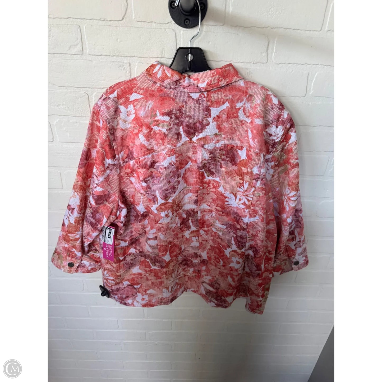 Jacket Denim By Cj Banks In Pink & White, Size: 3x