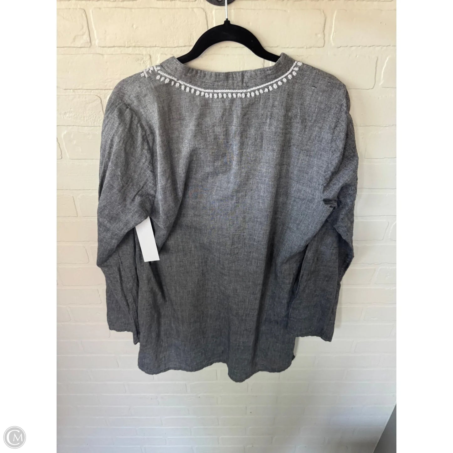 Tunic Long Sleeve By Subtle Luxery In Grey & White, Size: M