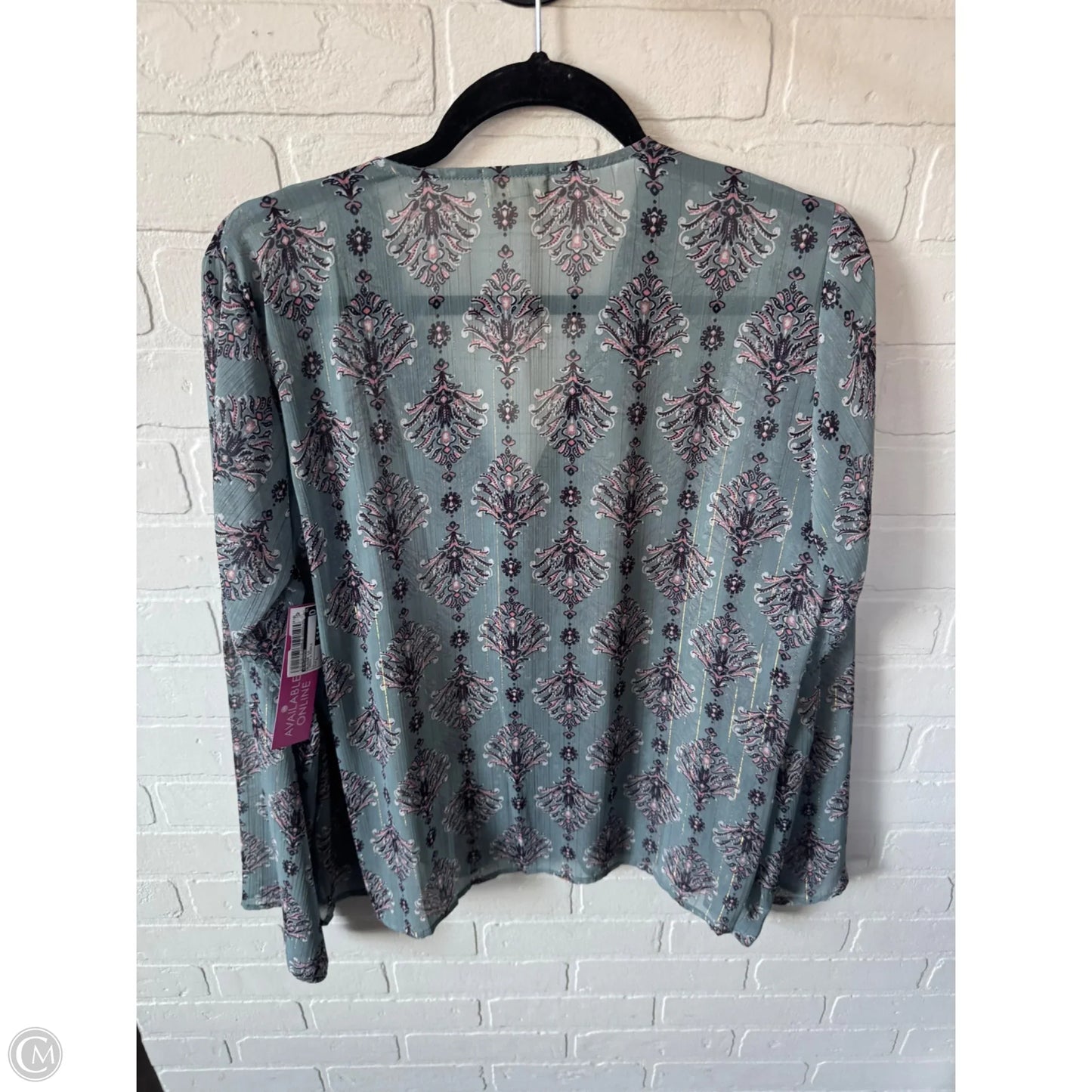 Blouse Long Sleeve By Eyeshadow In Green & Purple, Size: L