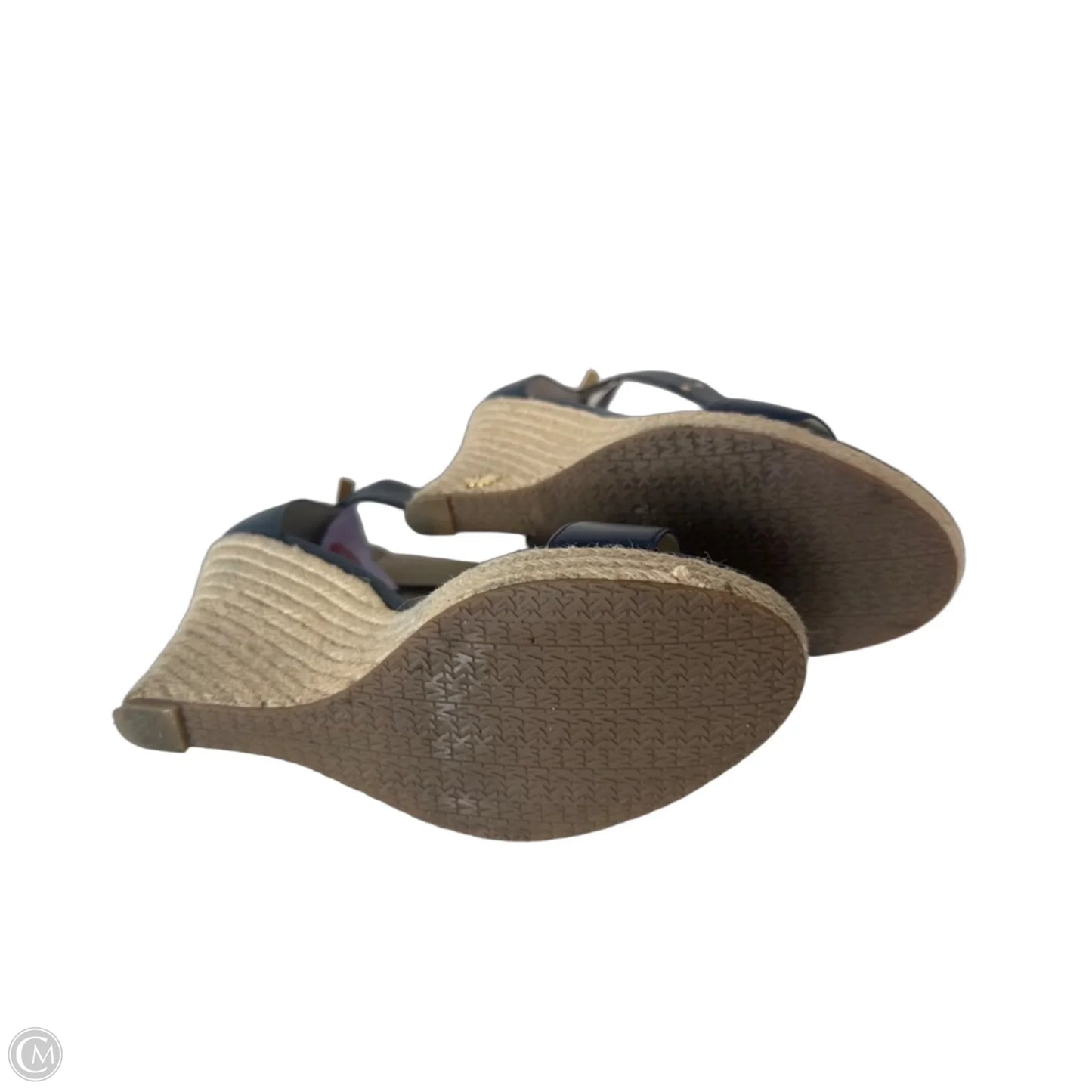 Sandals Heels Wedge By Michael By Michael Kors In Blue & Gold, Size: 9