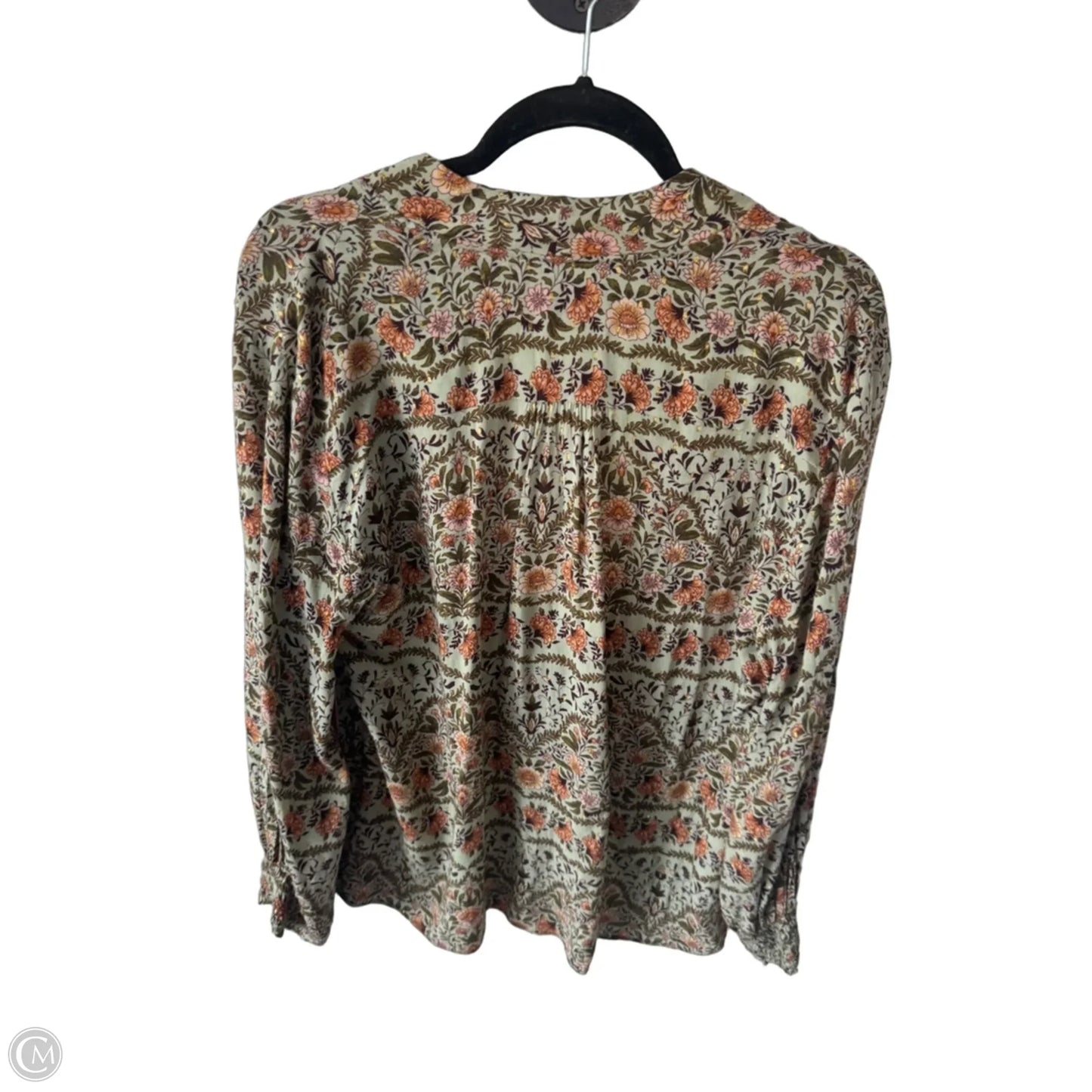 Blouse Long Sleeve By Clothes Mentor In Green & Orange, Size: Xxs