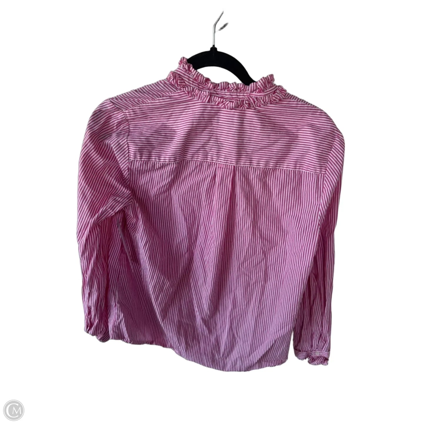 Blouse Long Sleeve By J. Crew In Pink & White, Size: S