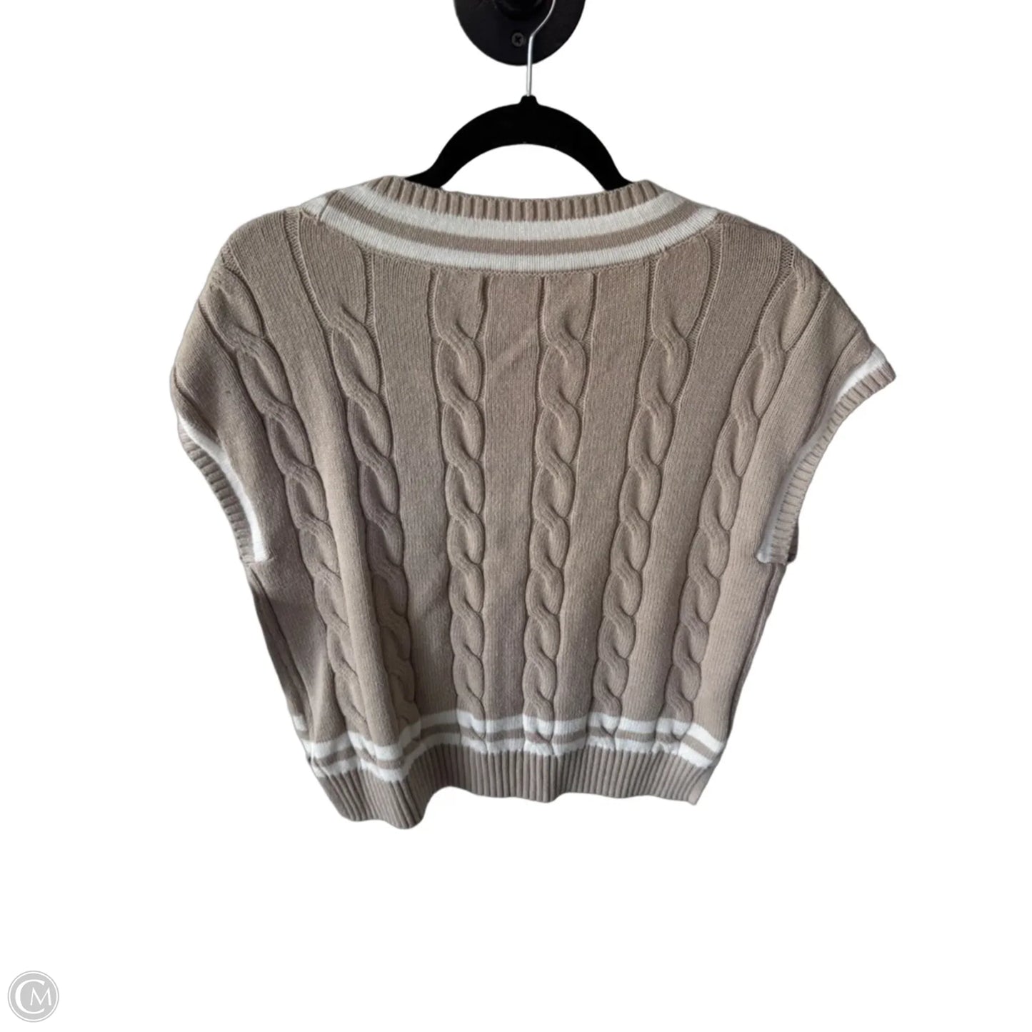 Vest Sweater By Jessica Simpson In Tan & White, Size: Xl