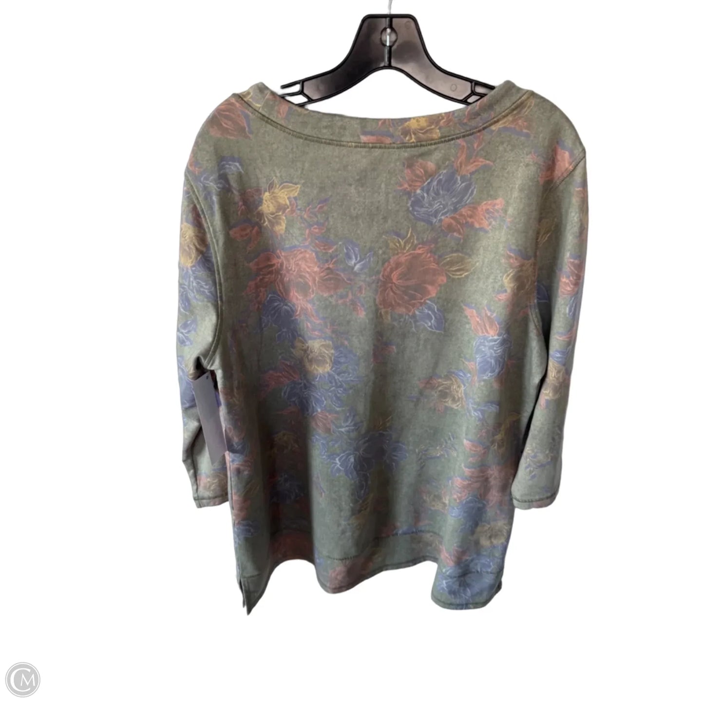 Tunic 3/4 Sleeve By Chicos In Green & Pink, Size: Xl
