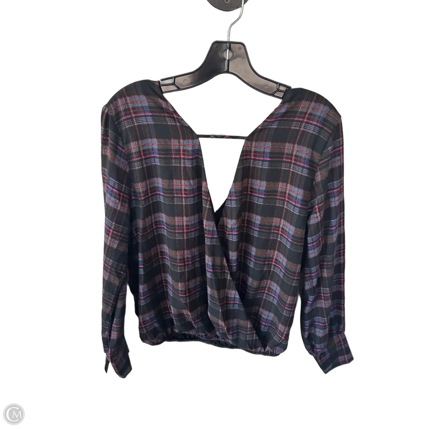 Blouse Long Sleeve By Peyton Jensen In Black & Blue, Size: M