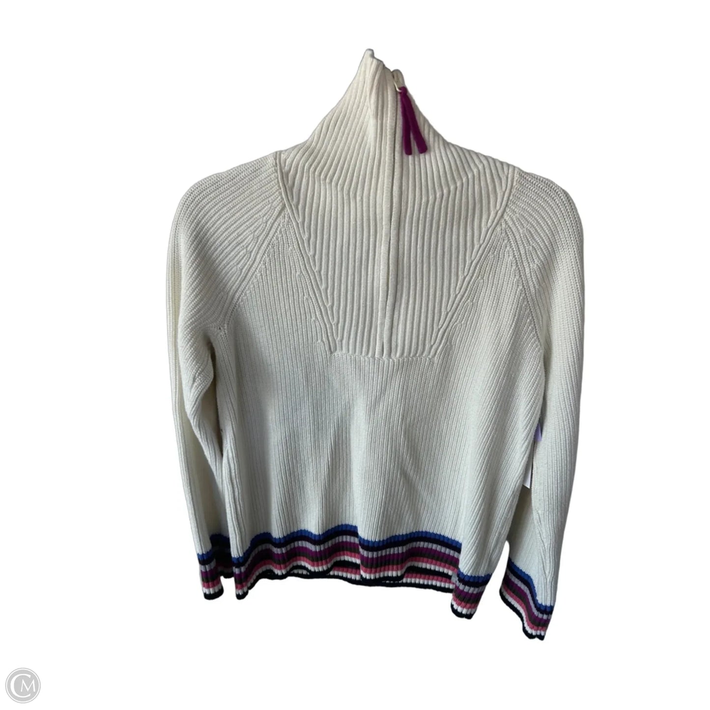 Sweater By Talbots In Cream & Green, Size: M