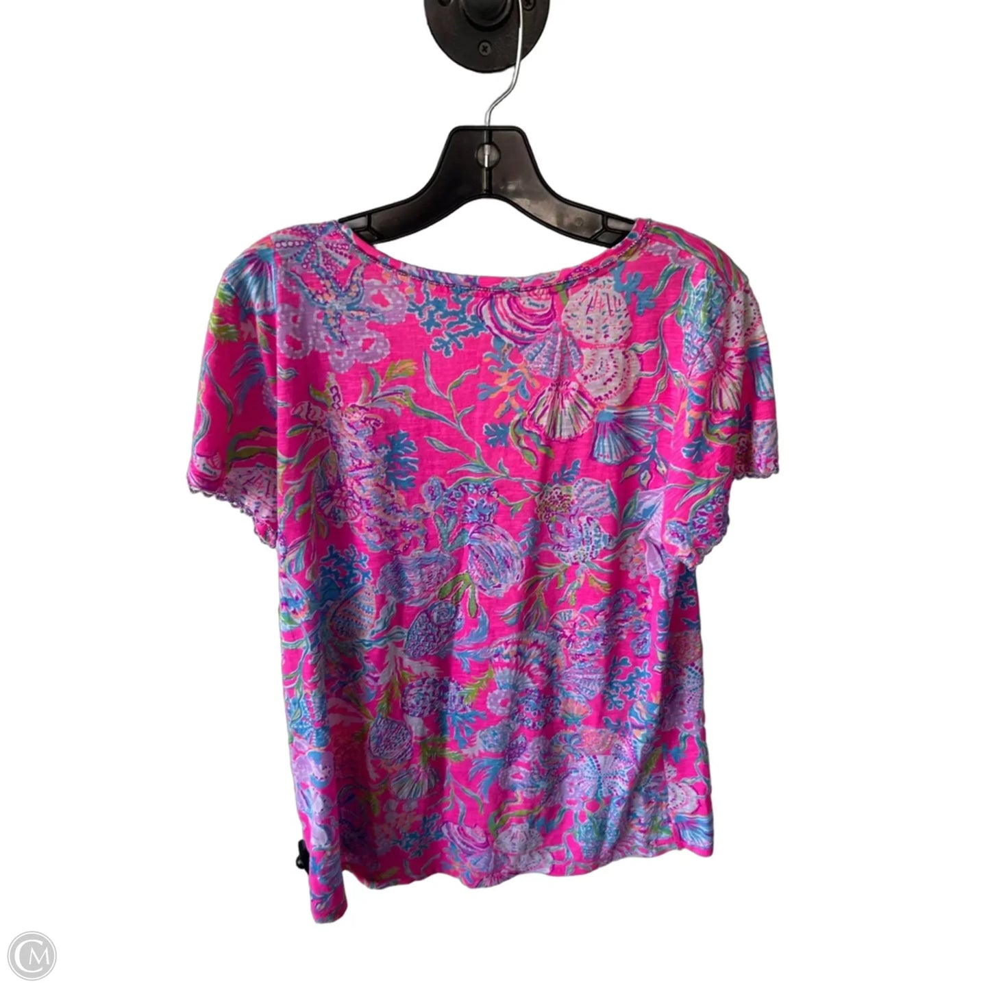 Top Short Sleeve Designer By Lilly Pulitzer In Pink & Purple, Size: L