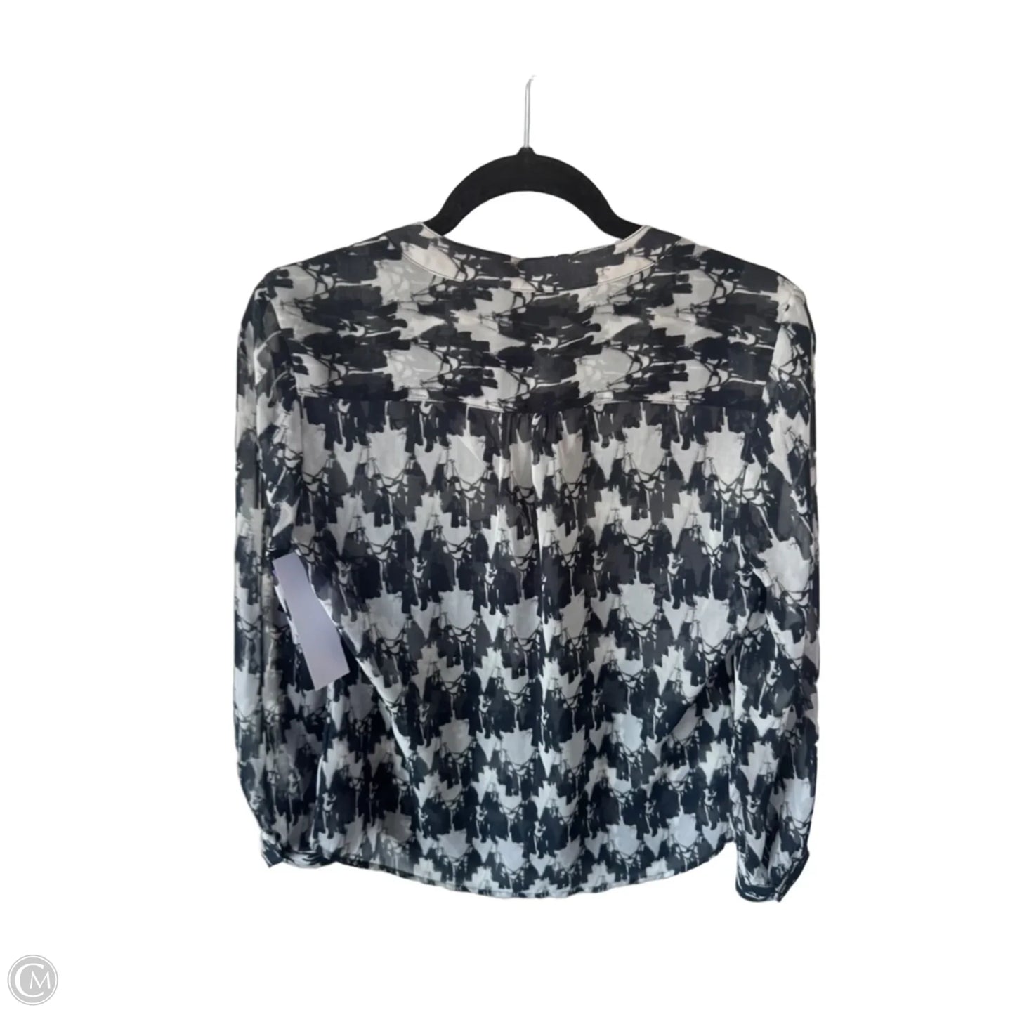 Blouse Long Sleeve By Banana Republic In Blue & White, Size: S