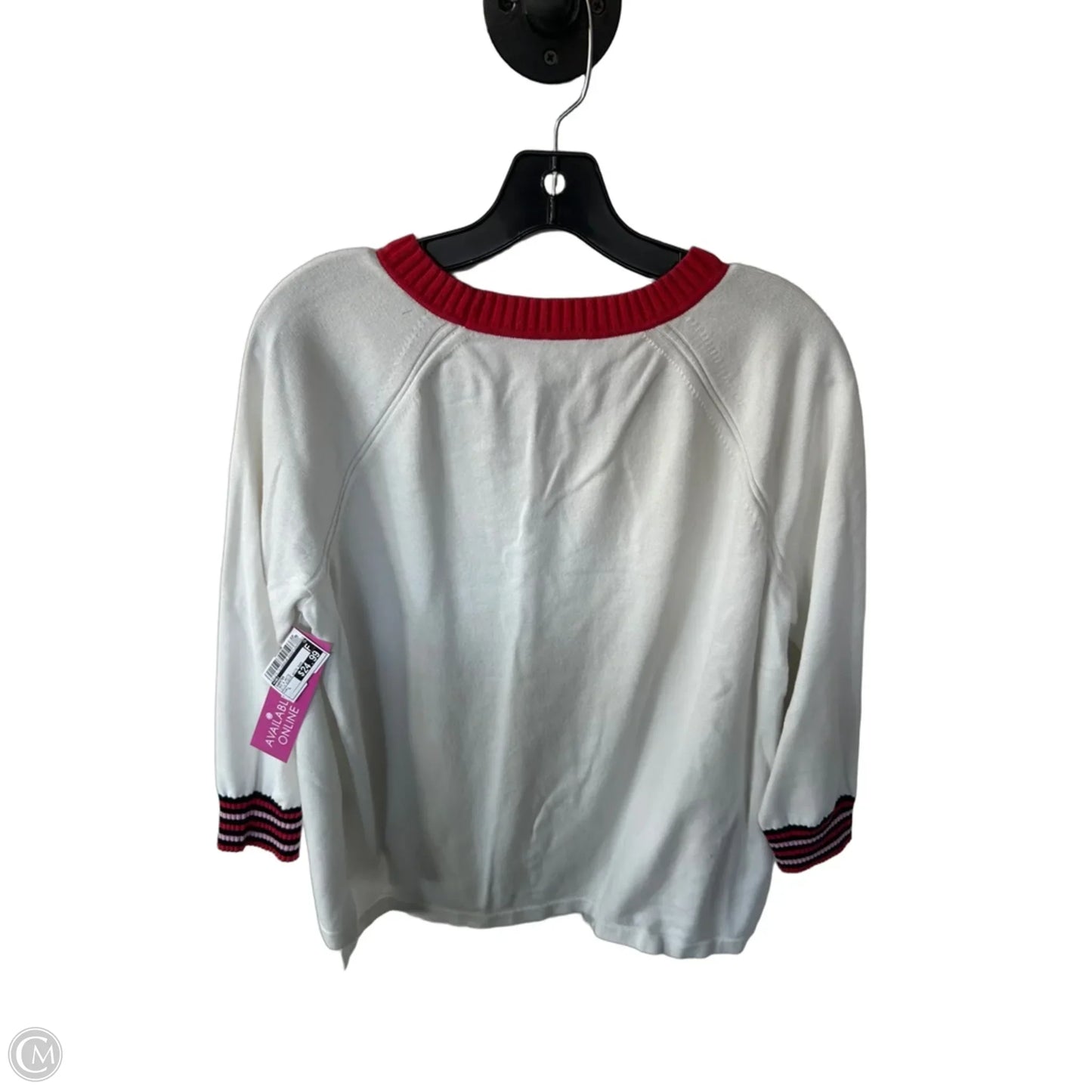 Sweater By Cabi In Red & White, Size: L